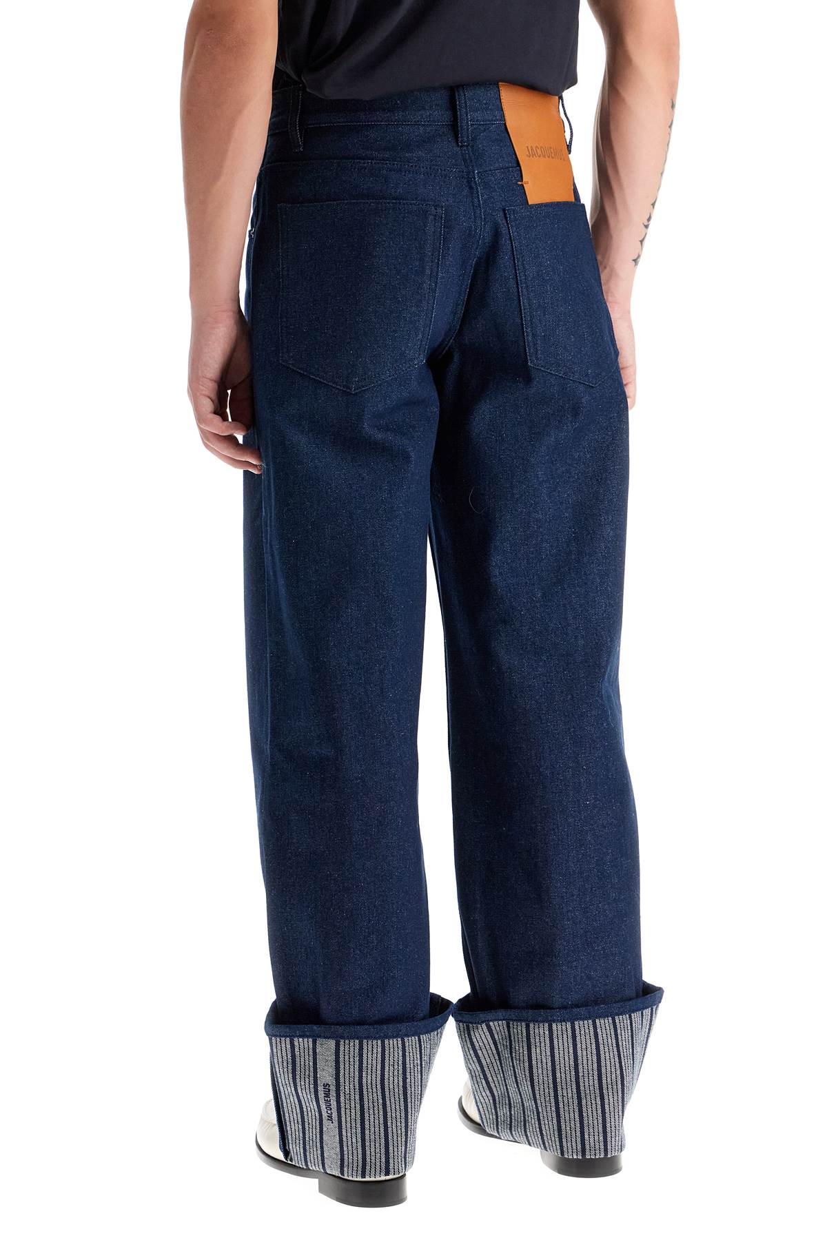 Shop Jacquemus Baggy With Maxi Cuff  Baggy Jeans With In Blue