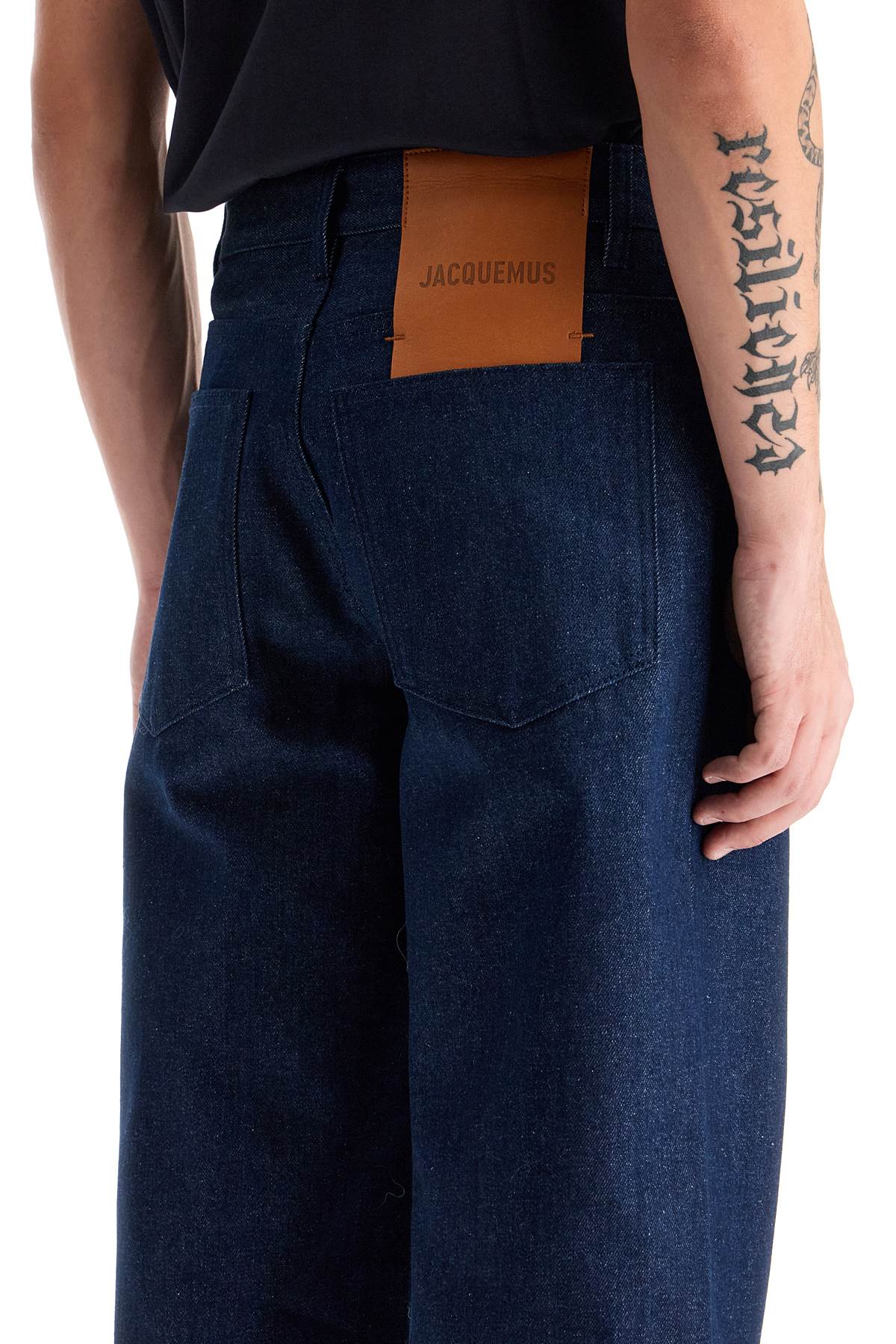 Shop Jacquemus Baggy With Maxi Cuff  Baggy Jeans With In Blue