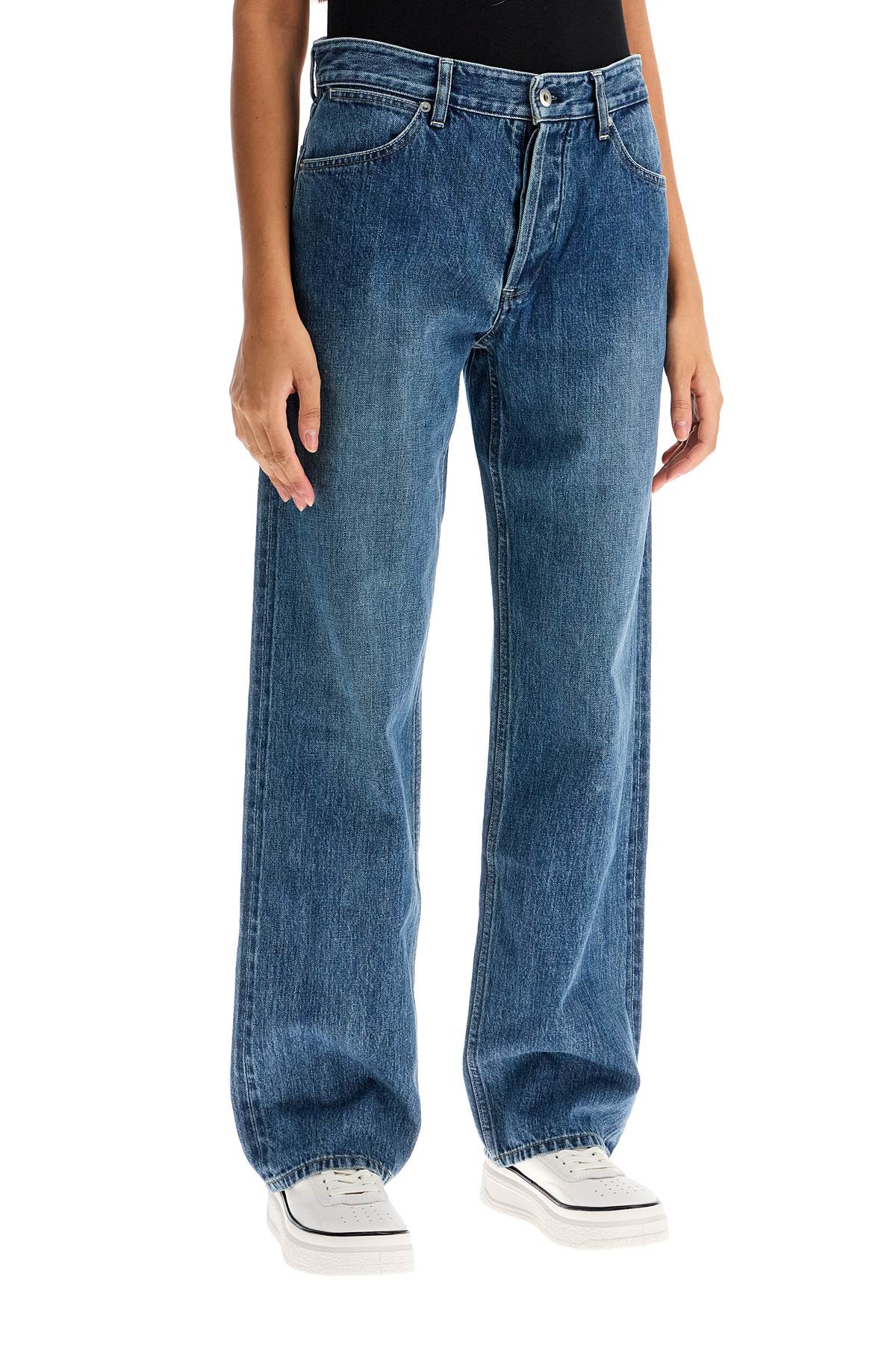 Shop Jil Sander Loose Fit Straight Cut Jeans In Blue