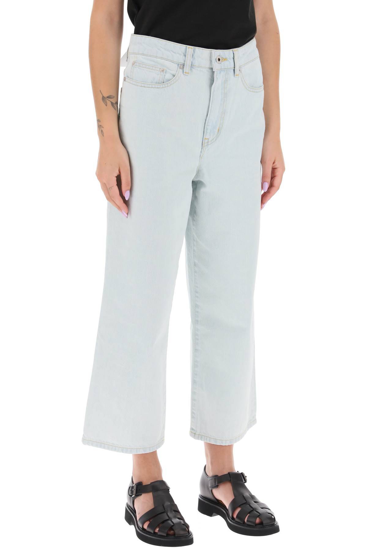 Shop Kenzo 'sumire' Cropped Jeans With Wide Leg In Light Blue
