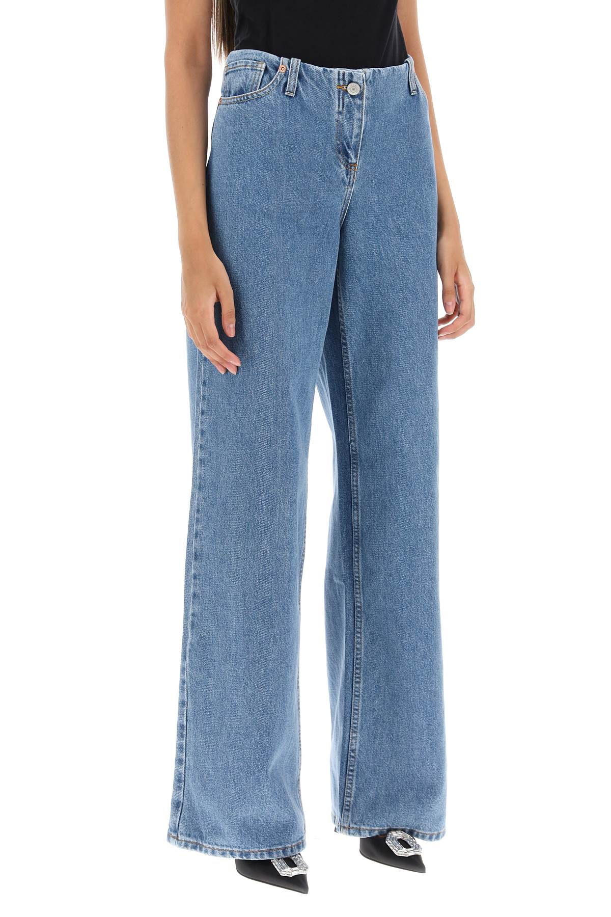 Shop Magda Butrym Low Waist Baggy Jeans In Blue