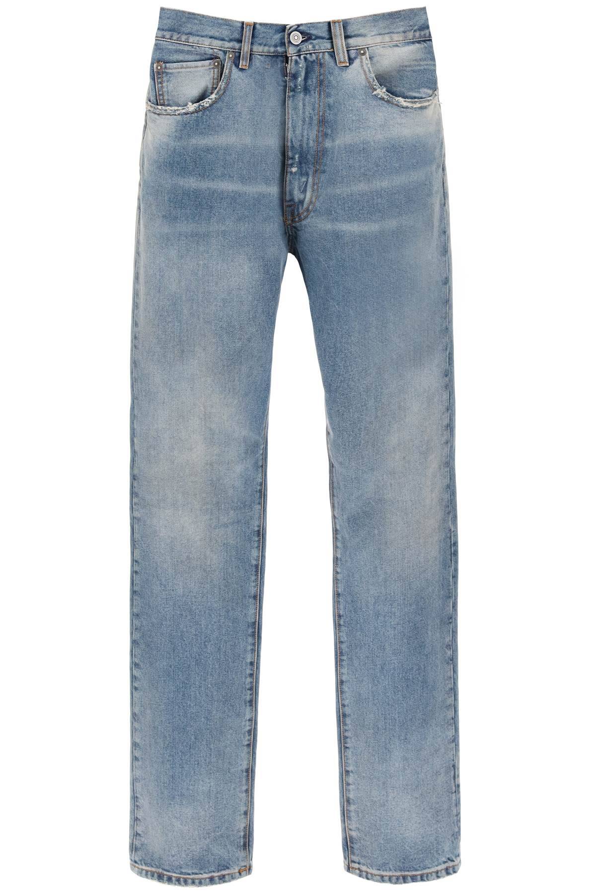 Shop Maison Margiela Loose Jeans With Straight Cut In Light Blue