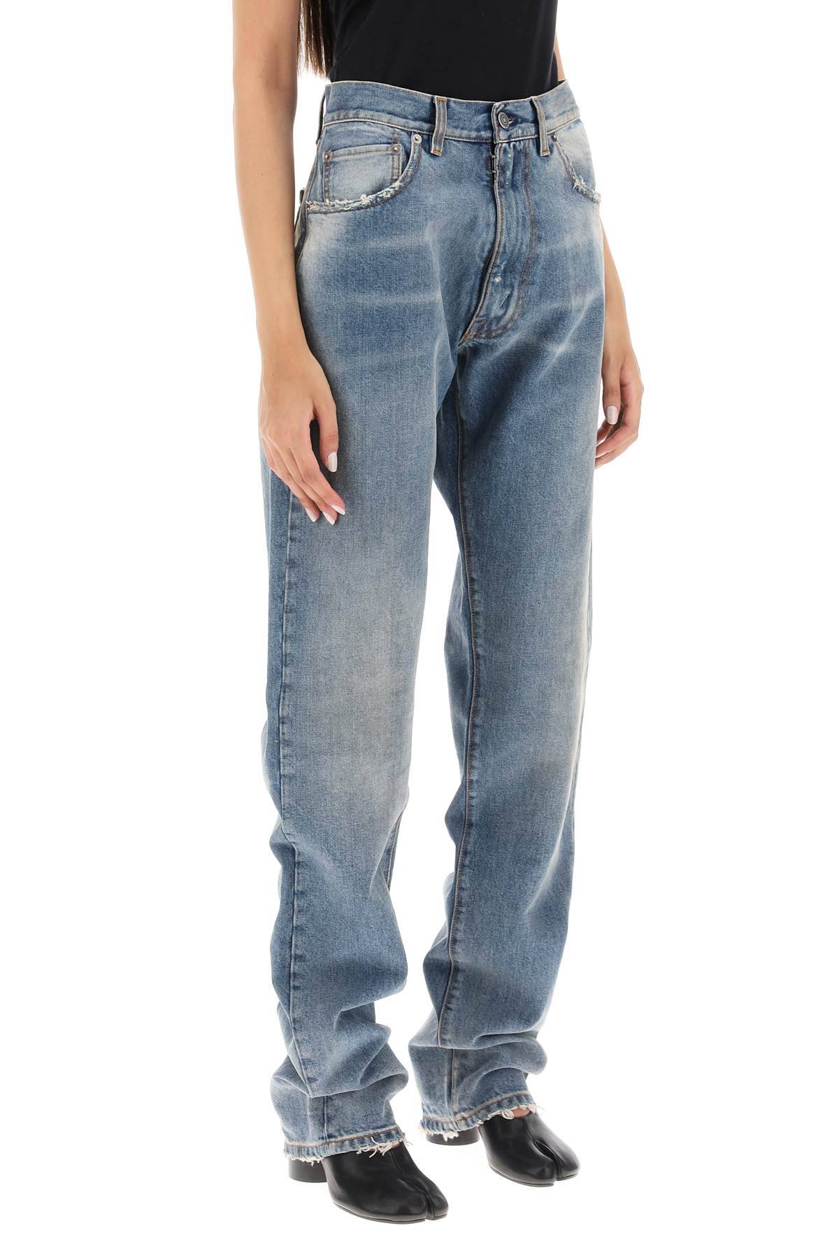 Shop Maison Margiela Loose Jeans With Straight Cut In Light Blue