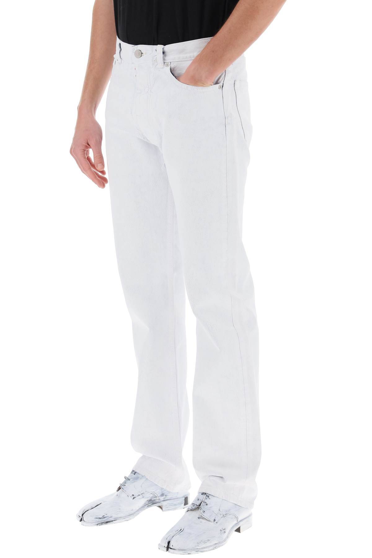 Shop Maison Margiela Jeans In Coated Denim In White