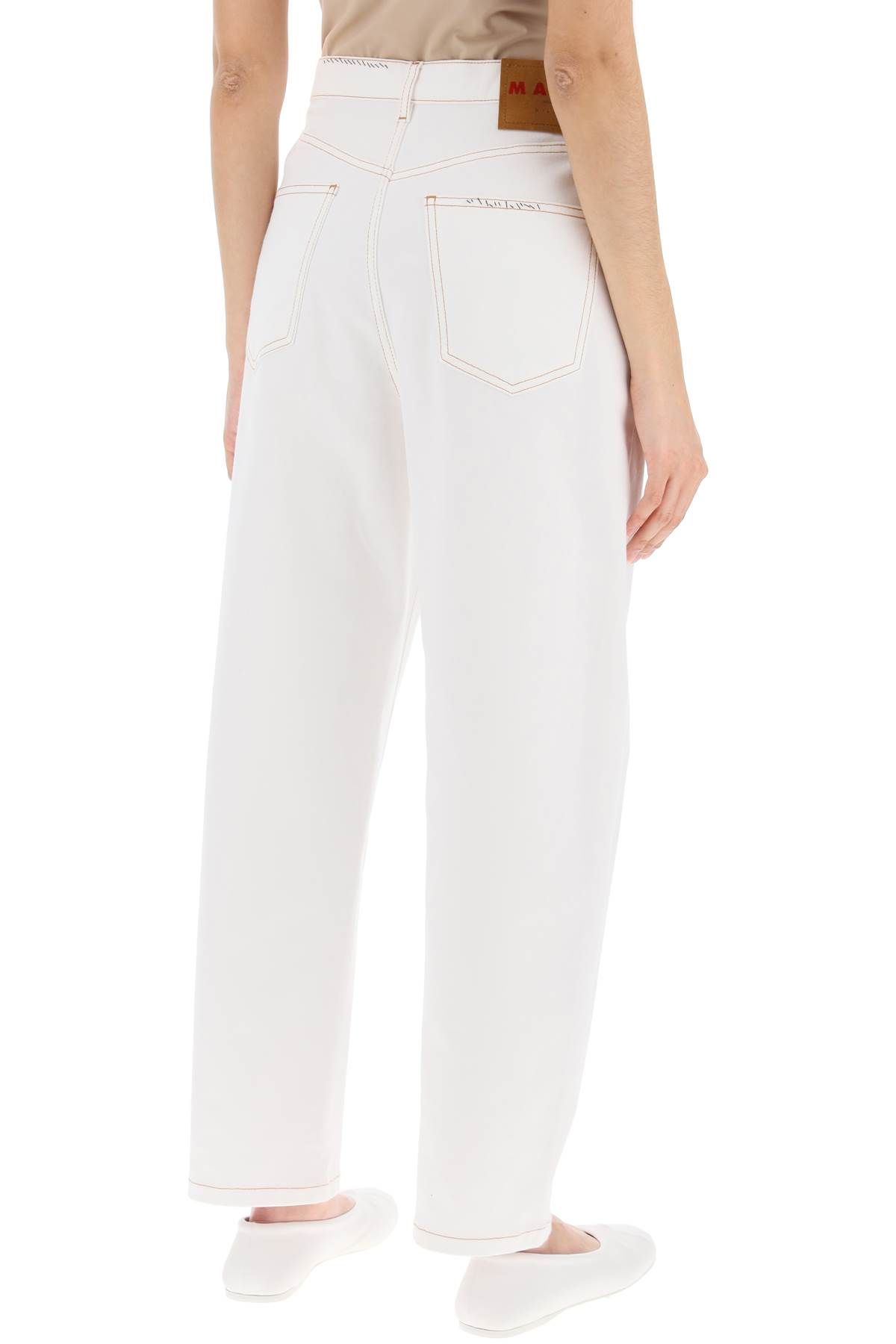 Shop Marni "jeans With Embroidered Logo And Flower Patch In White