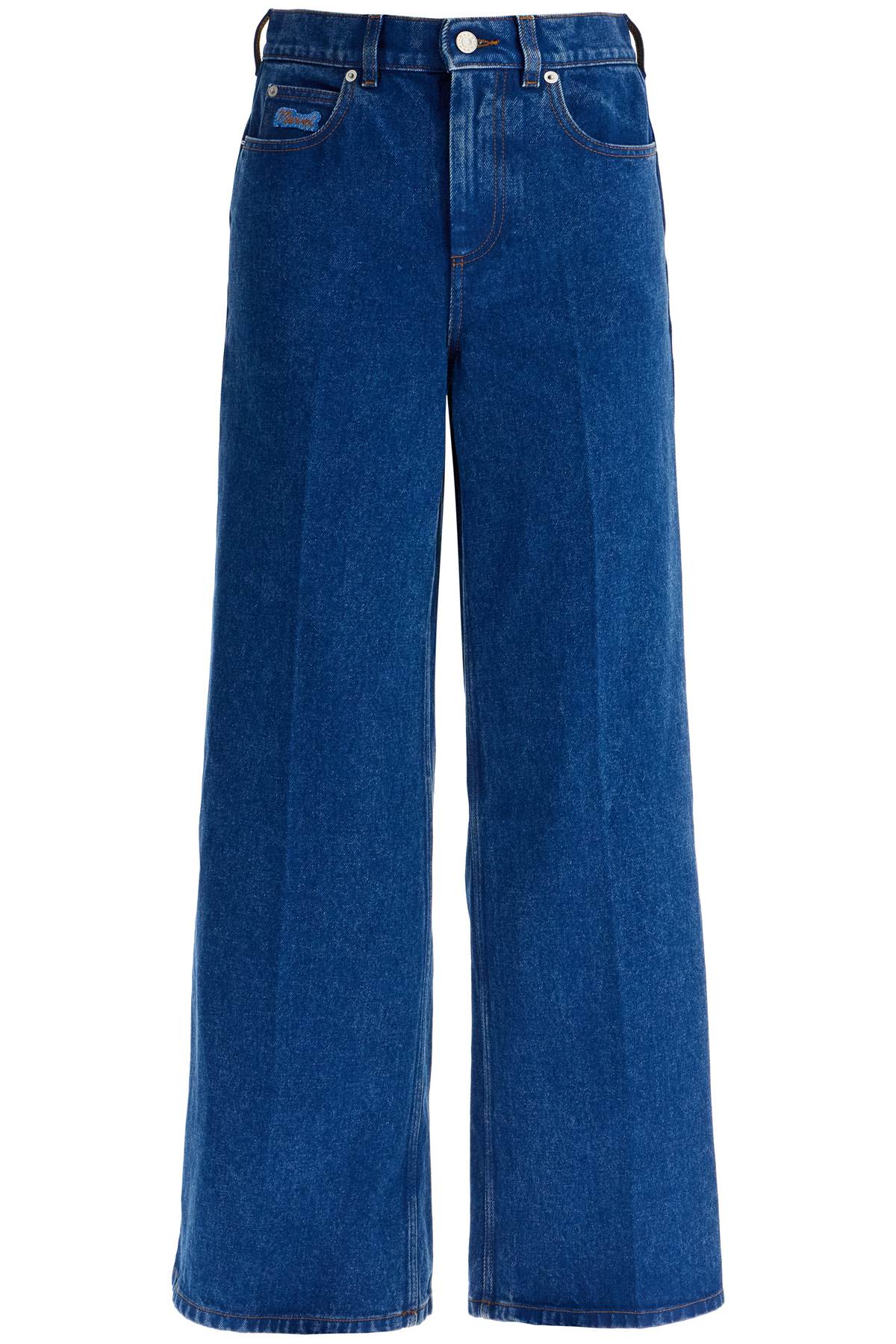 Shop Marni Wide Flared Leg Jeans With A In Blue