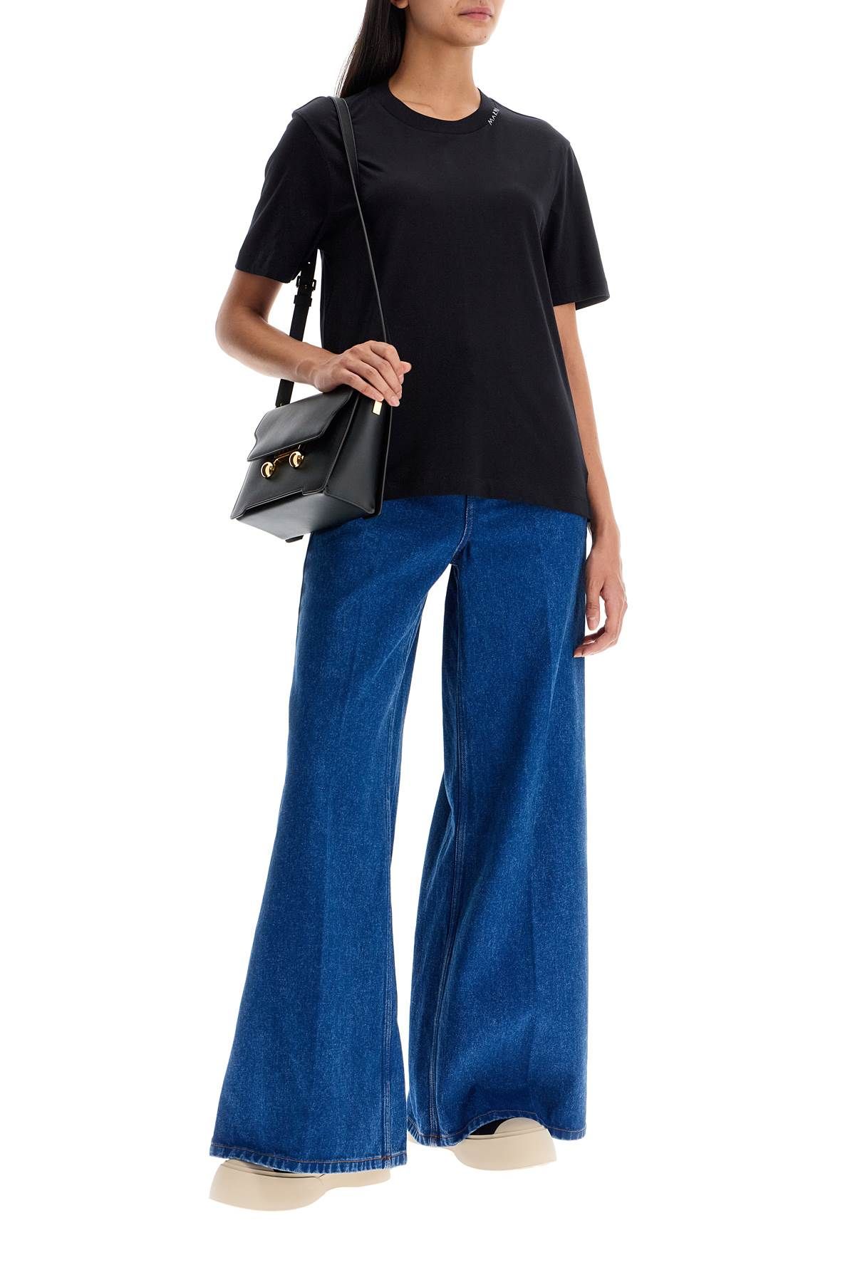 Shop Marni Wide Flared Leg Jeans With A In Blue