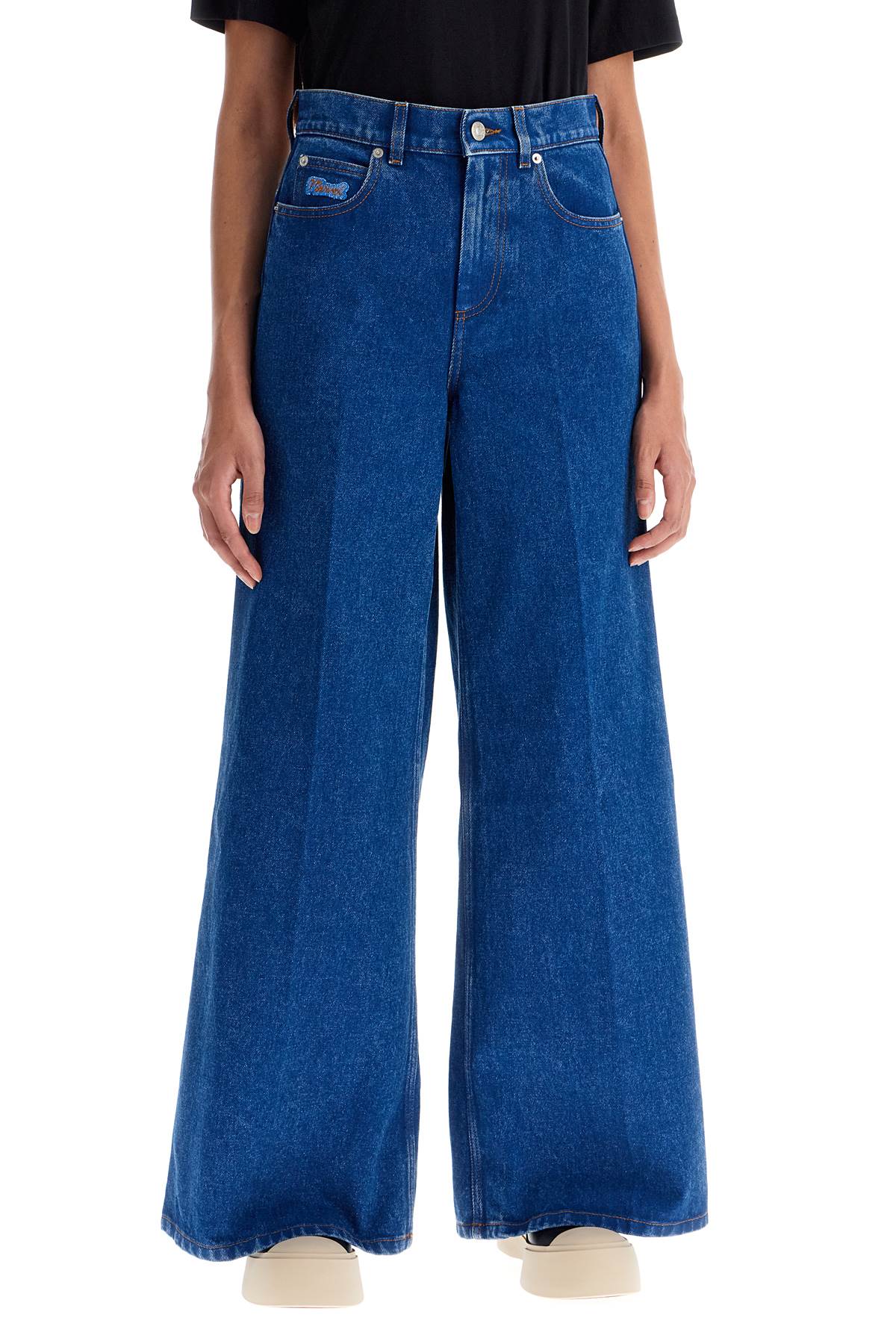 Shop Marni Wide Flared Leg Jeans With A In Blue