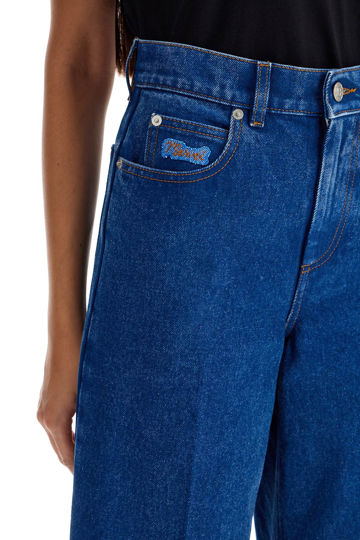 Shop Marni Wide Flared Leg Jeans With A In Blue