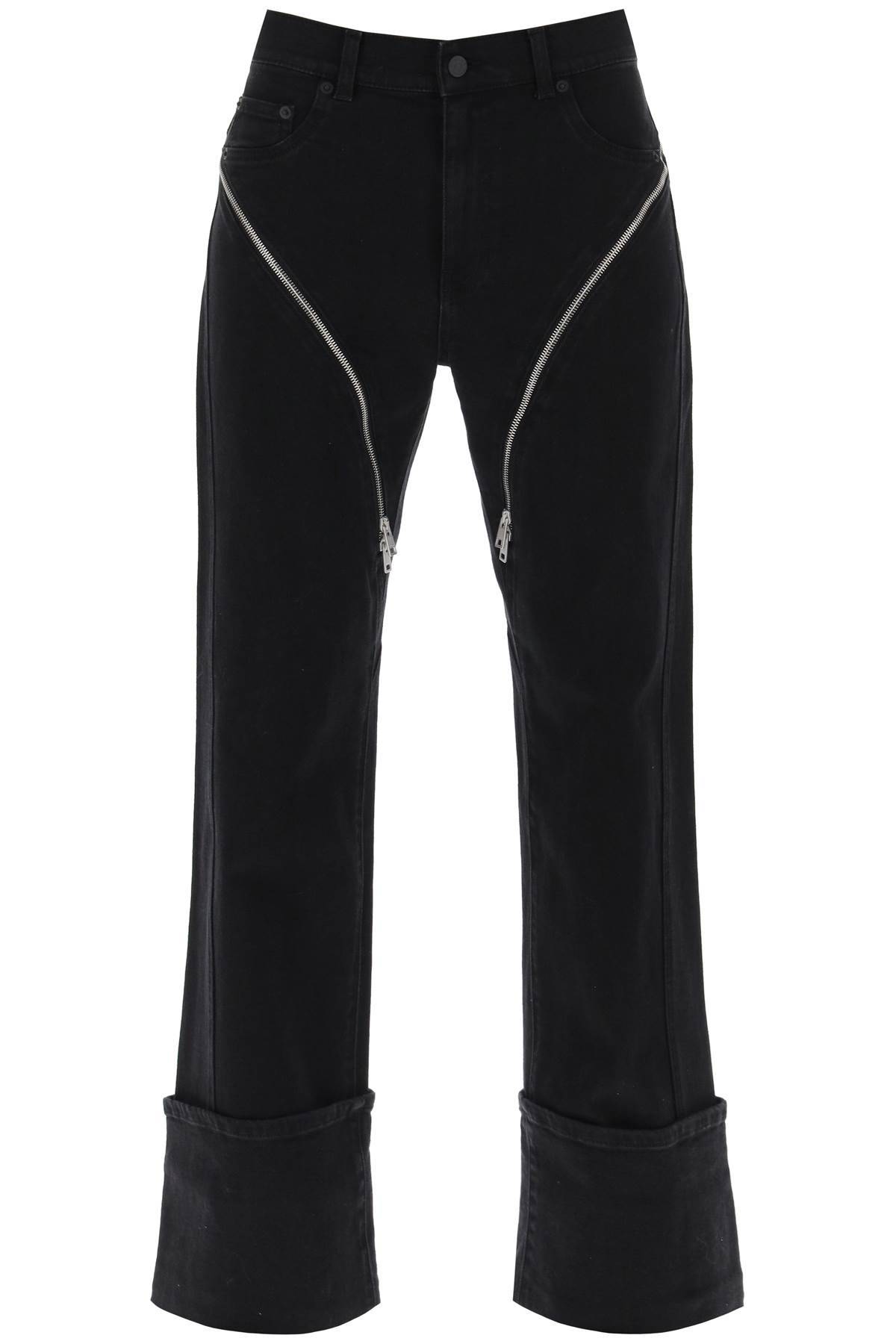 Shop Mugler Straight Jeans With Zippers In Black