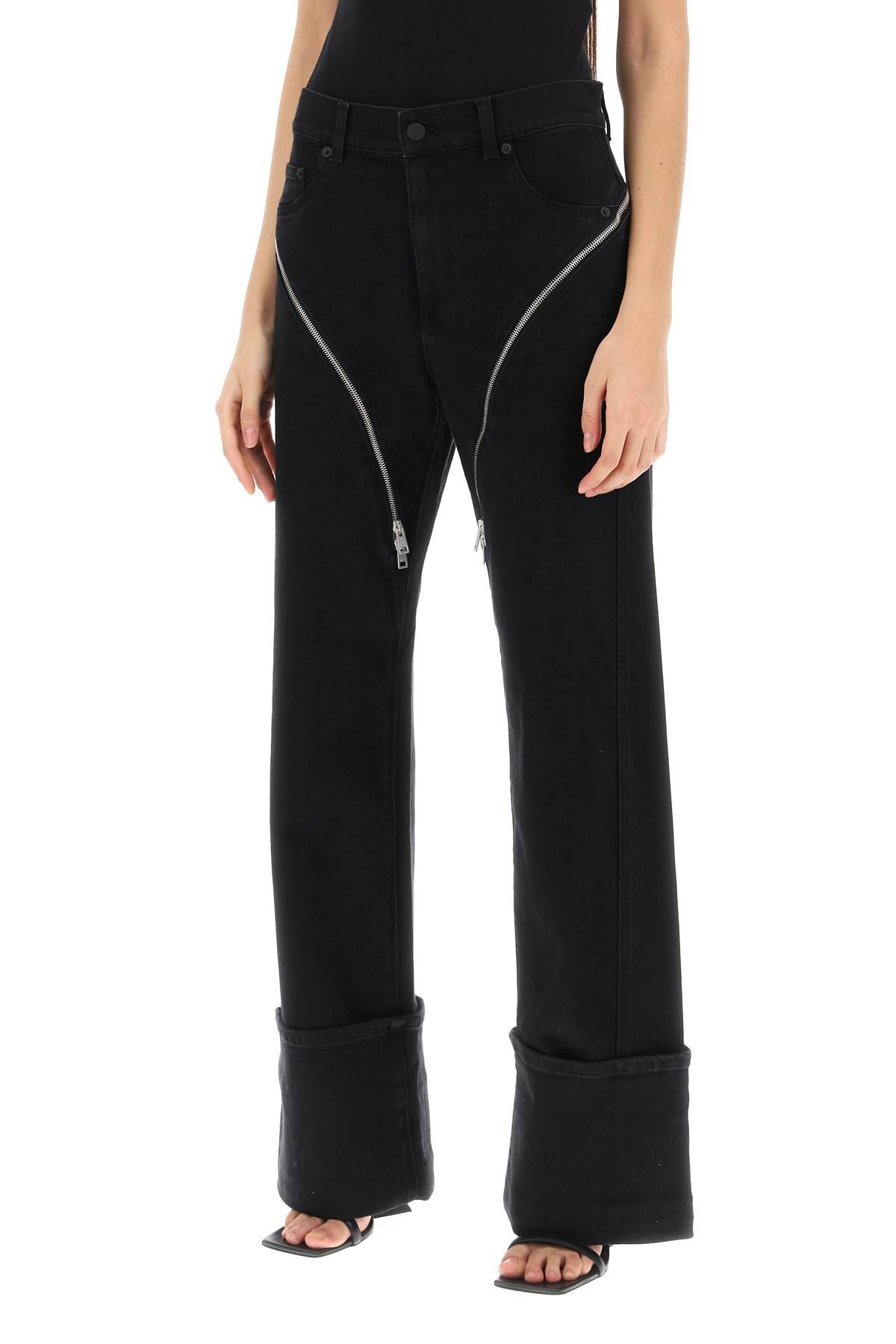 Shop Mugler Straight Jeans With Zippers In Black