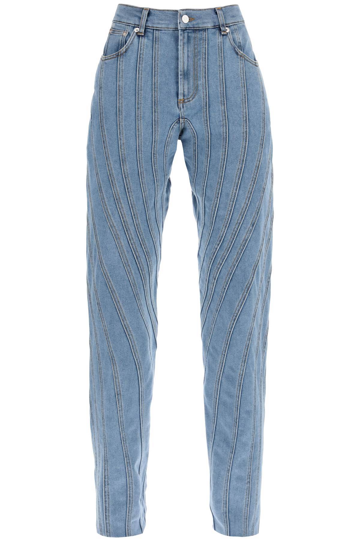 Shop Mugler Spiral Baggy Jeans In Blue