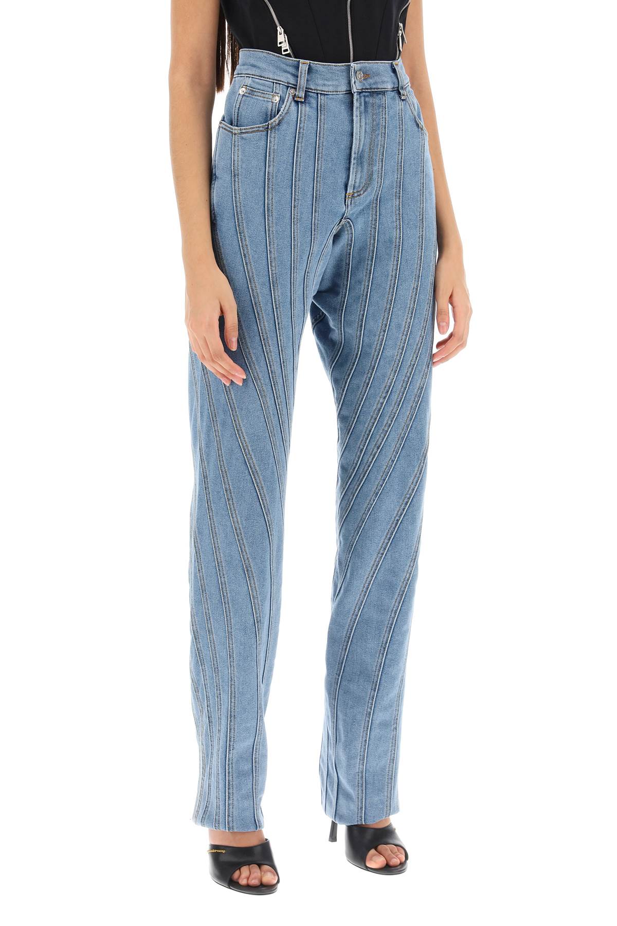 Shop Mugler Spiral Baggy Jeans In Blue
