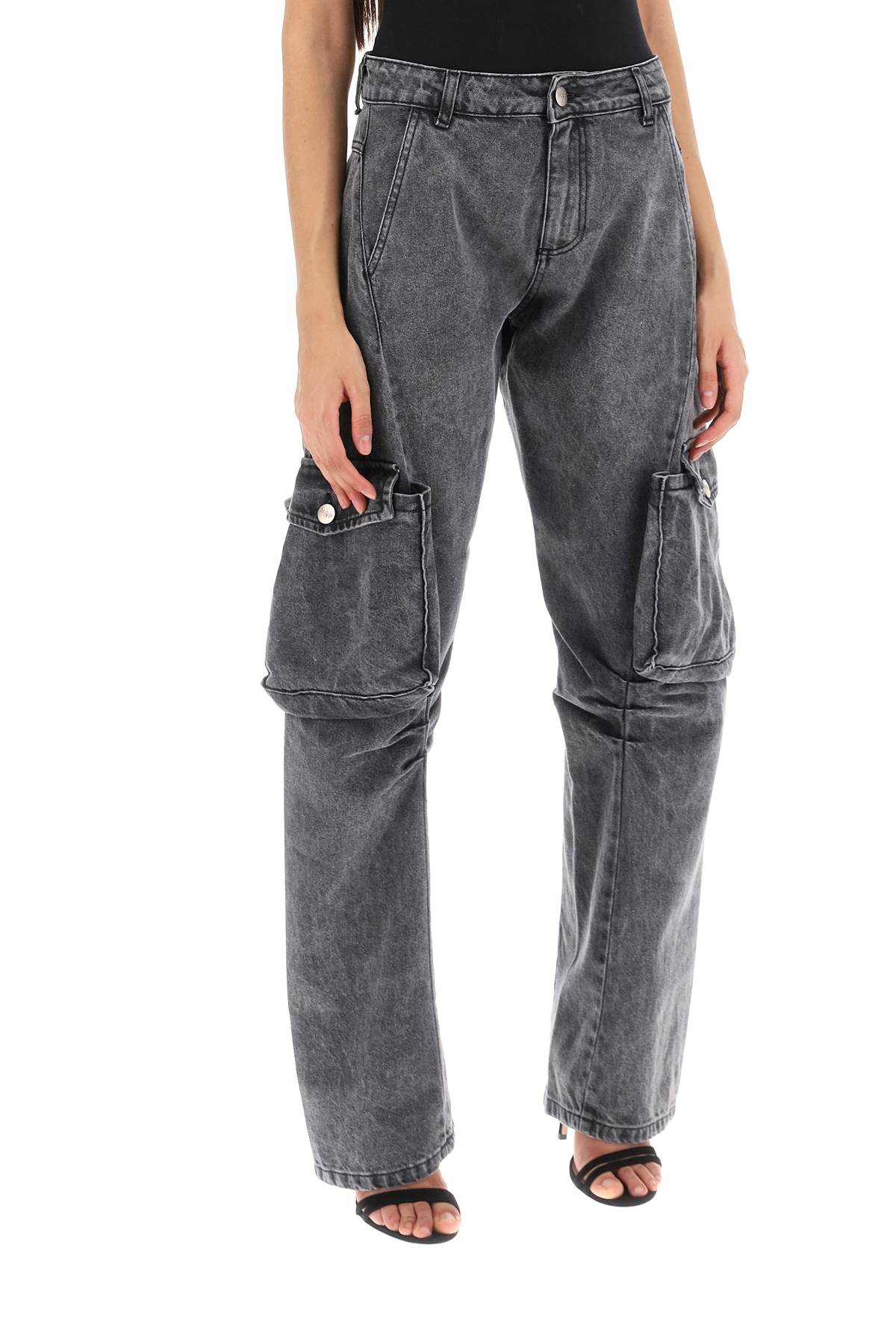Shop Mvp Wardrobe San Babila Cargo Jeans In Grey