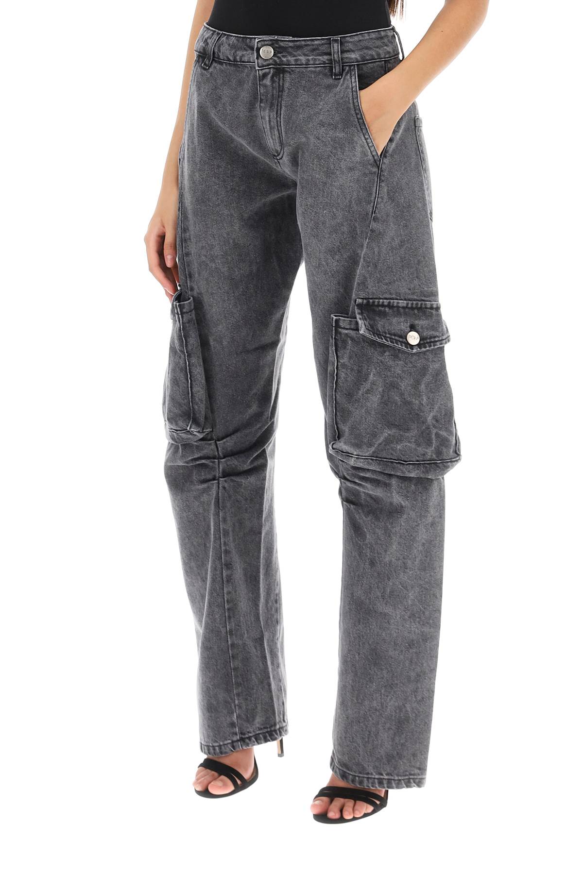 Shop Mvp Wardrobe San Babila Cargo Jeans In Grey