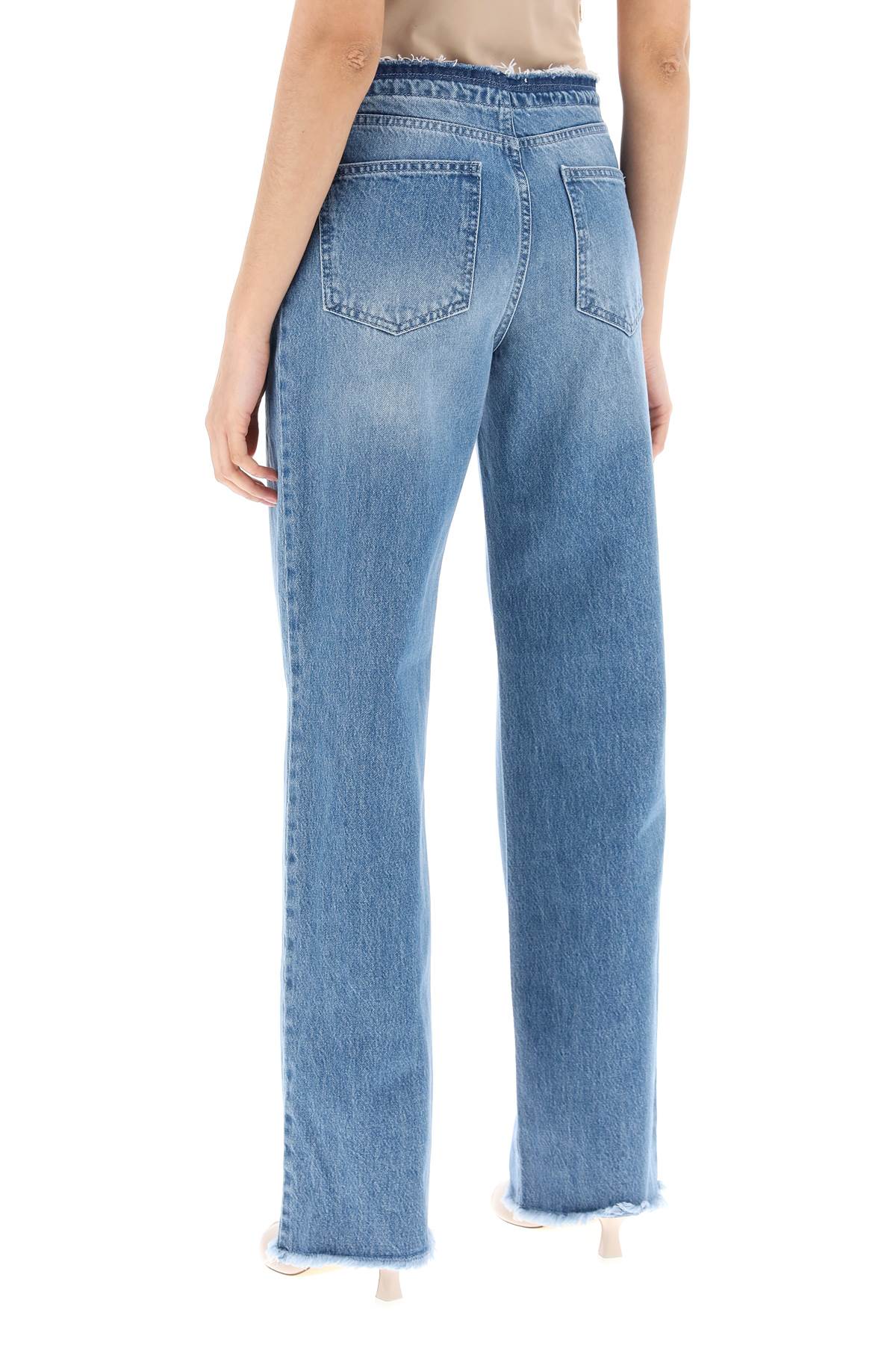 Shop Mvp Wardrobe Straight Leg Levant Jeans With Eight In Blue