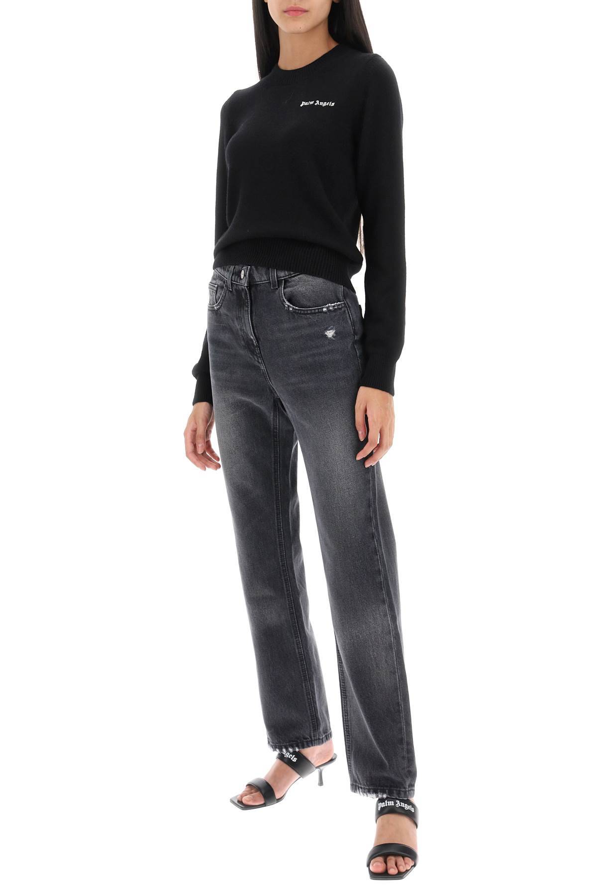 Shop Palm Angels Straight Cut Jeans In Grey