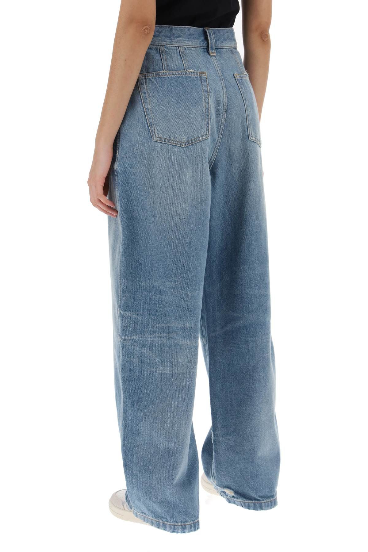 Shop Palm Angels Wide Leg Jeans In Light Blue