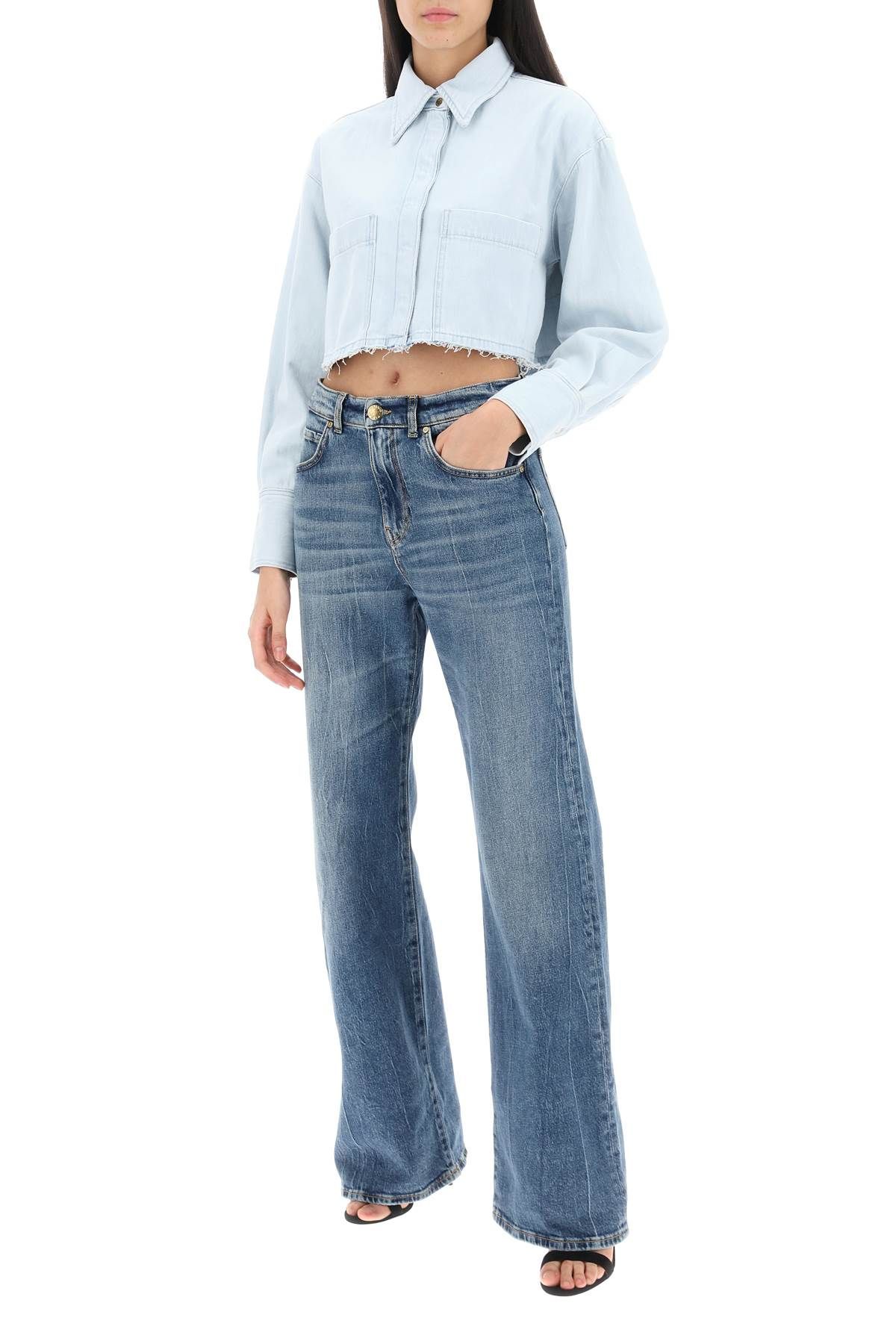 Shop Pinko Wanda Loose Jeans With Wide Leg In Blue