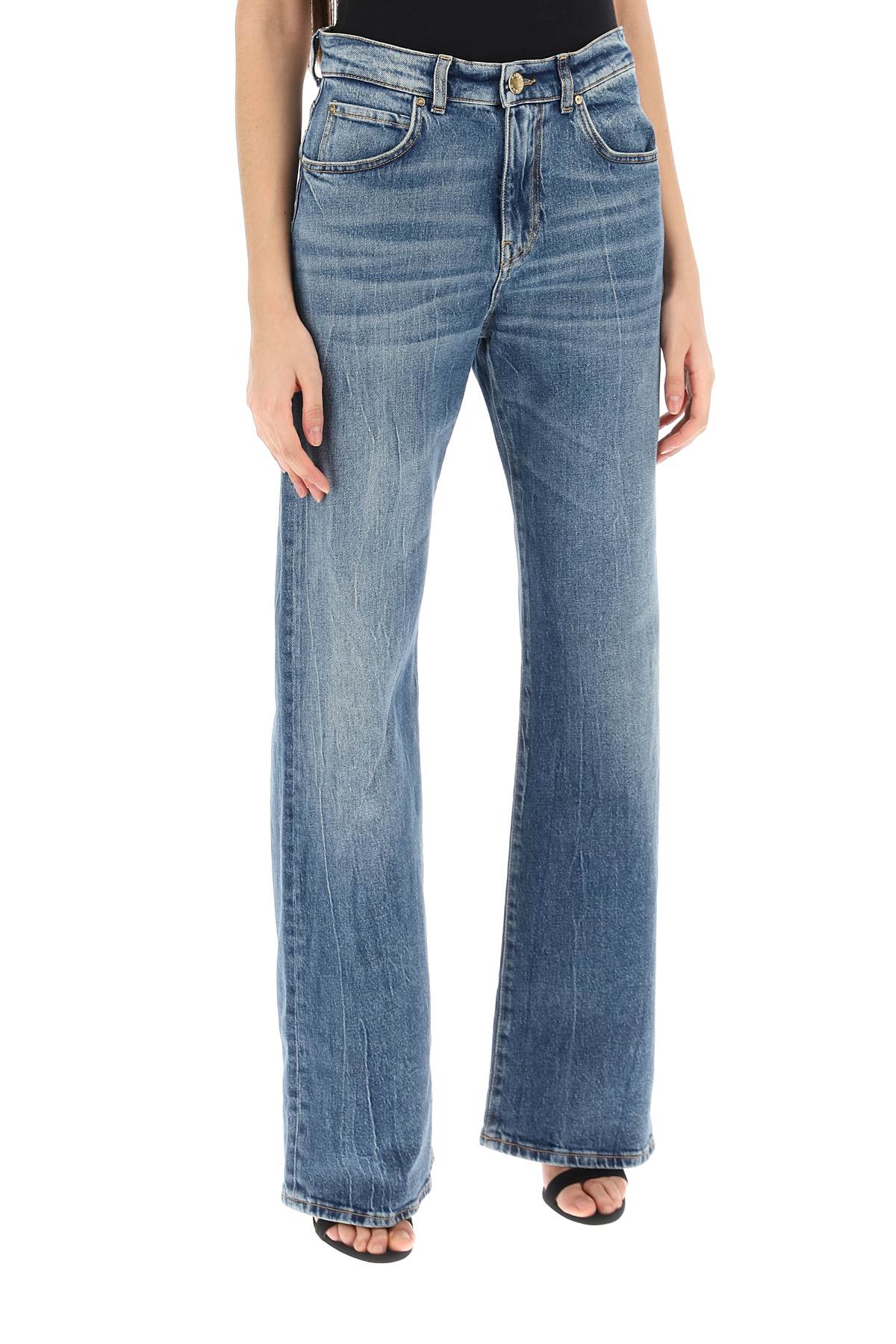 Shop Pinko Wanda Loose Jeans With Wide Leg In Blue