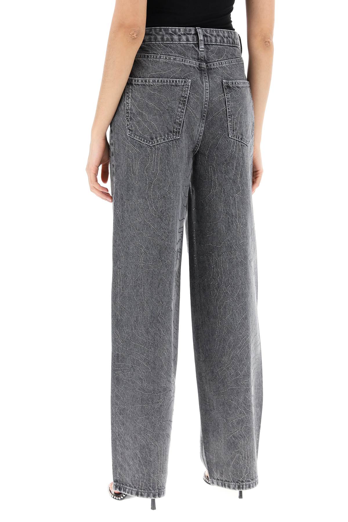 Shop Rotate Birger Christensen Wide Leg Jeans With Rhinest In Grey