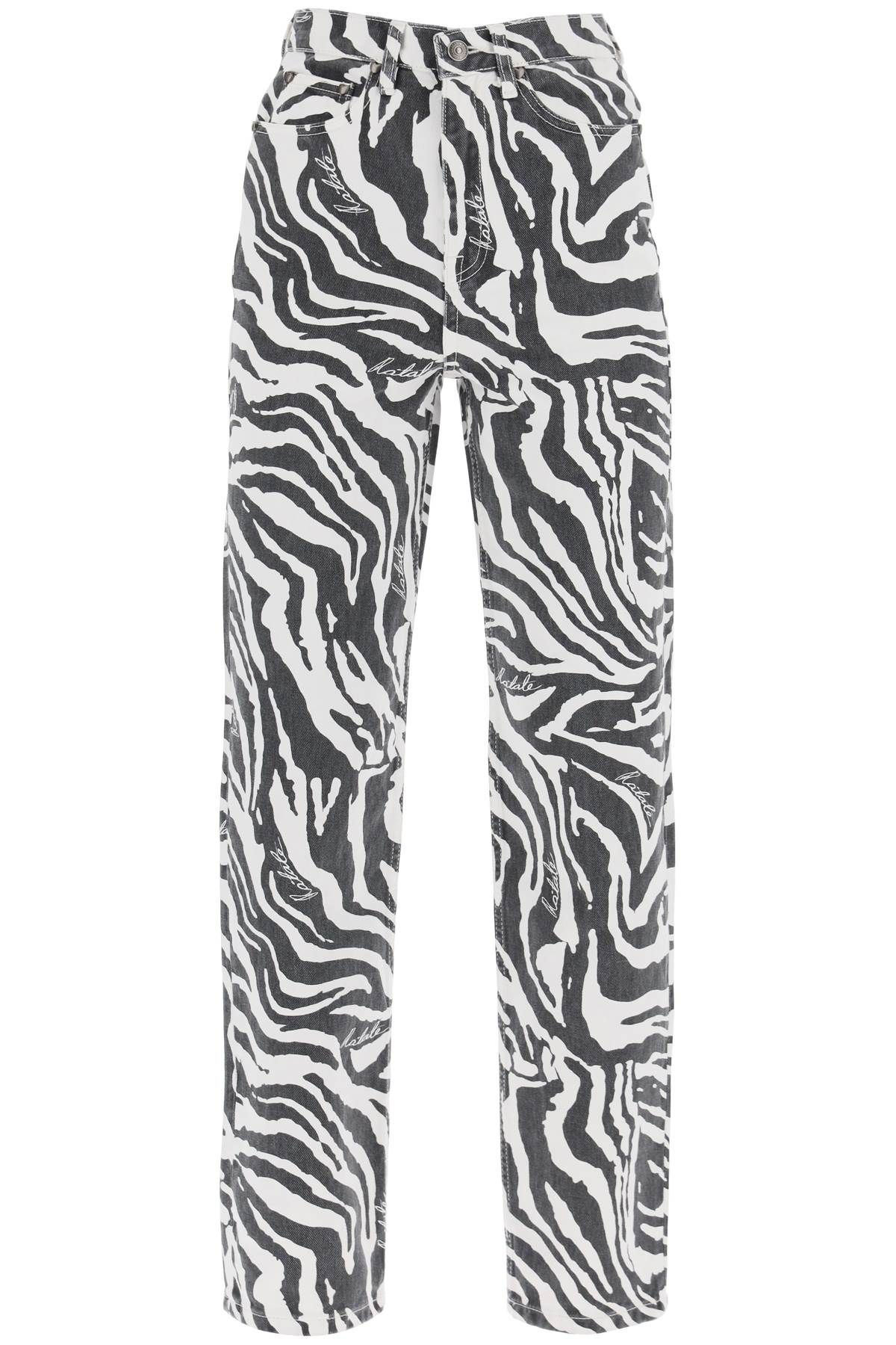 Shop Rotate Birger Christensen Straight Leg Zebra Print Jeans In White