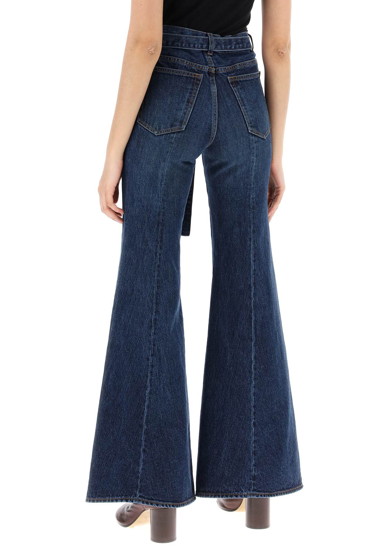 Shop Sacai Boot Cut Jeans With Matching Belt In Blue