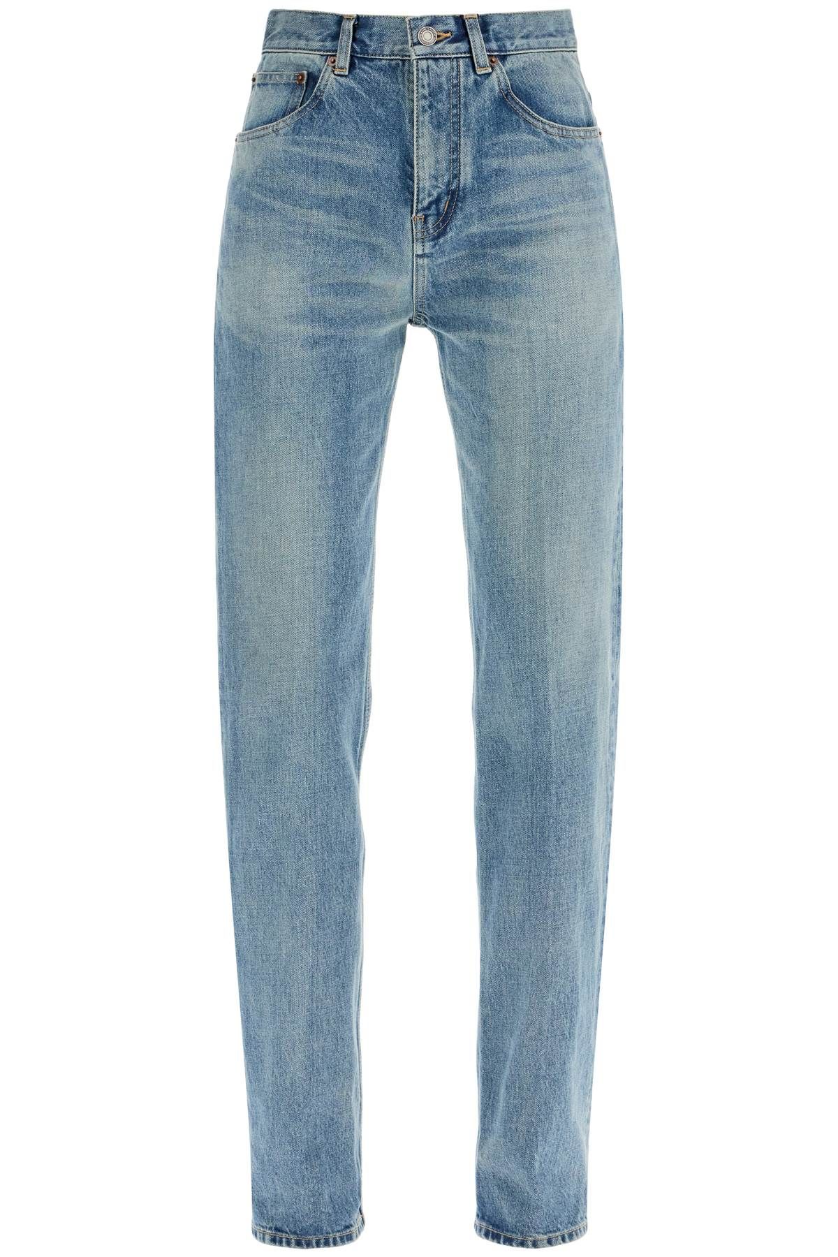 Shop Saint Laurent Straight Waist Medium Rise Jeans In Blue