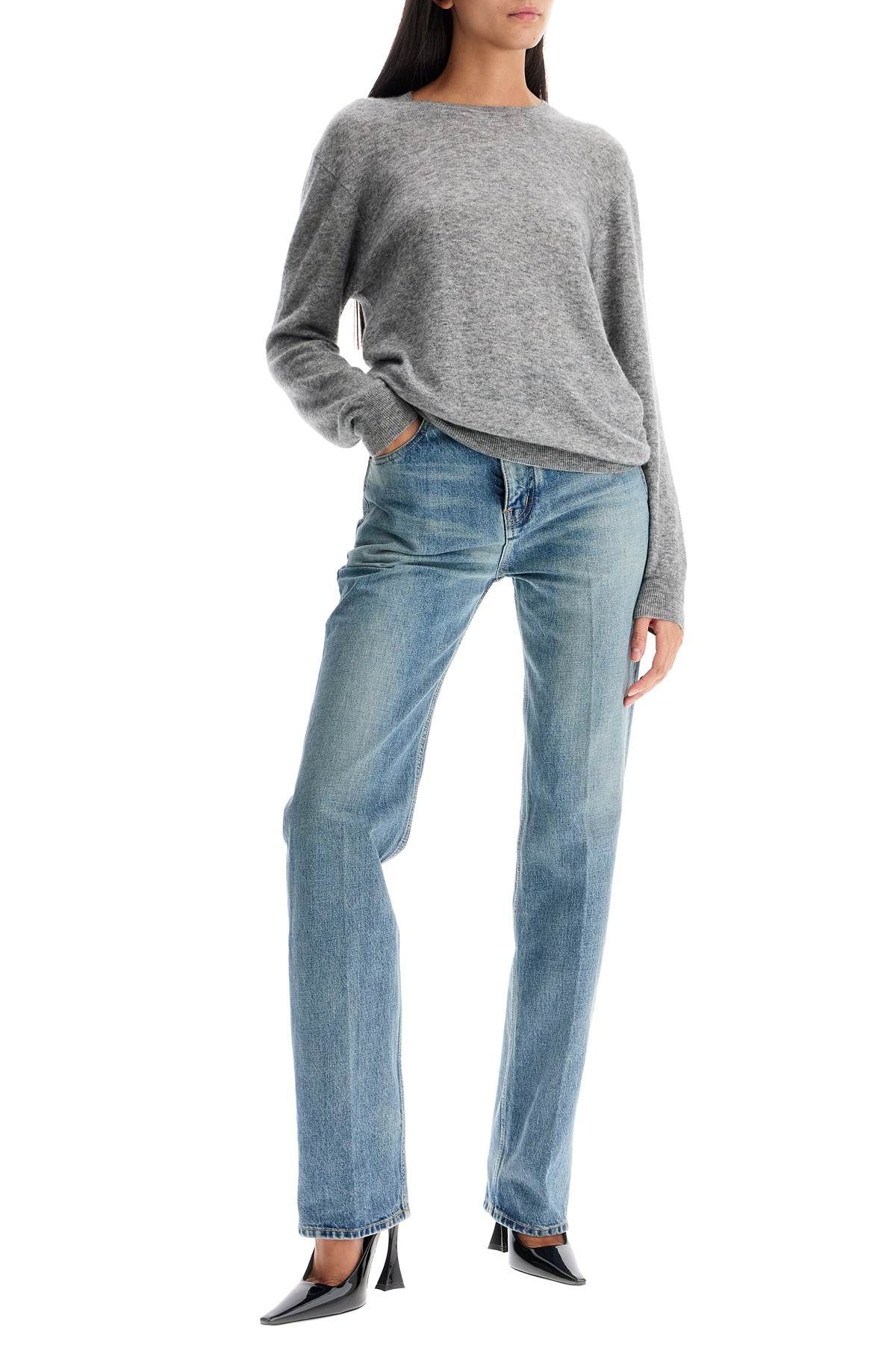 Shop Saint Laurent Straight Waist Medium Rise Jeans In Blue