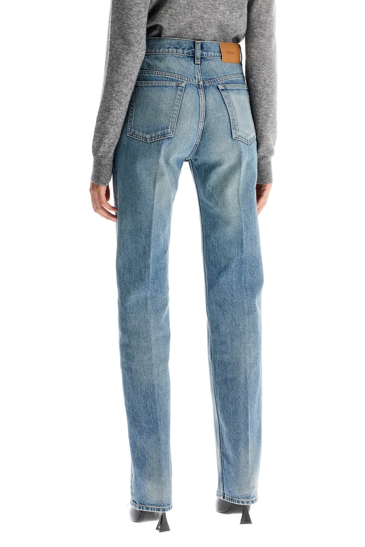 Shop Saint Laurent Straight Waist Medium Rise Jeans In Blue