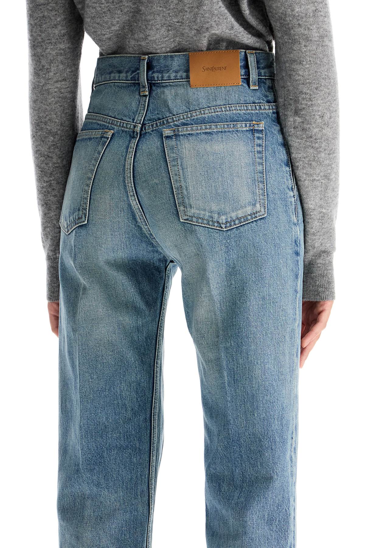 Shop Saint Laurent Straight Waist Medium Rise Jeans In Blue