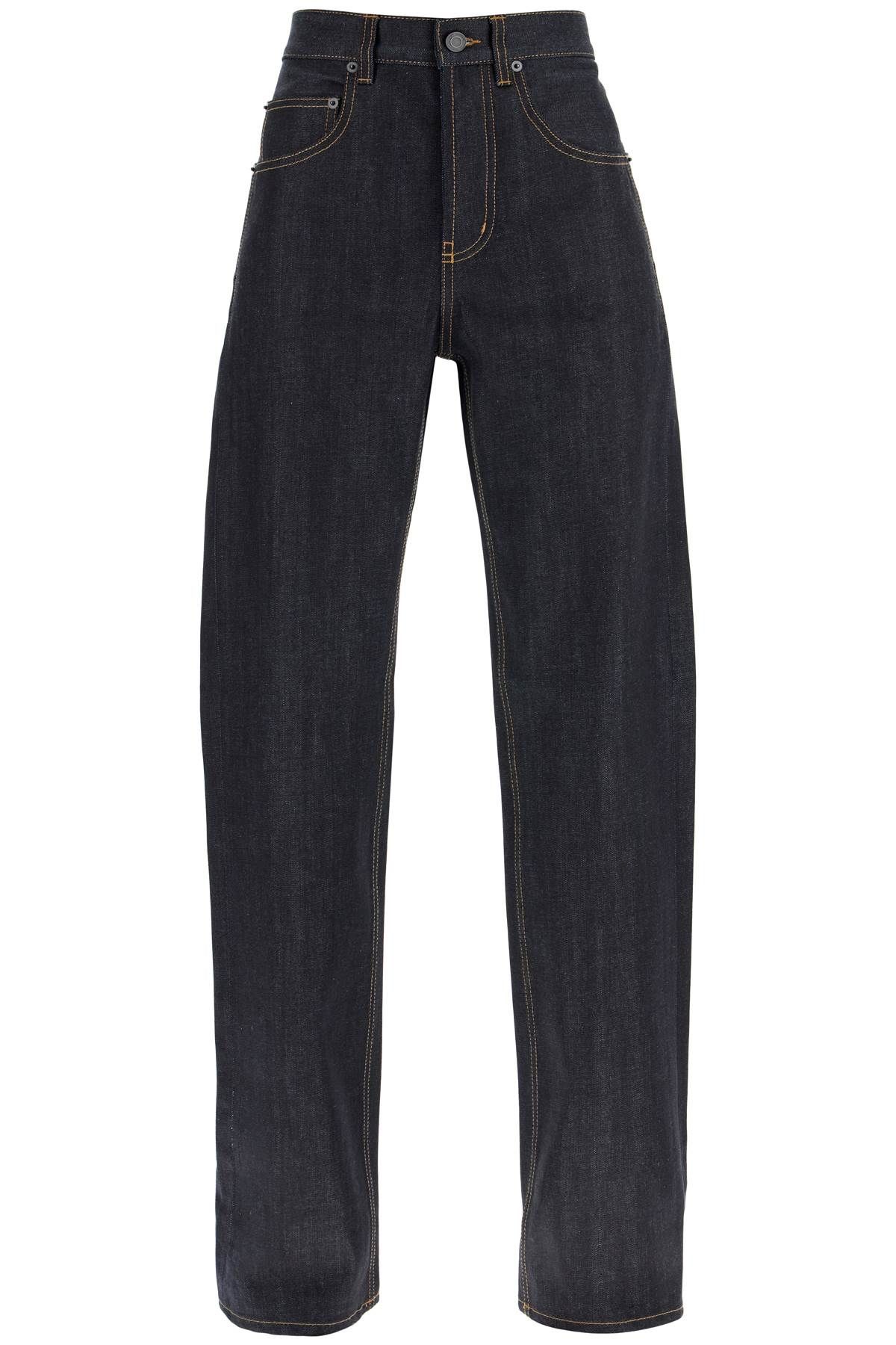 Saint Laurent Loose Straight Cut Jeans With A In Blue