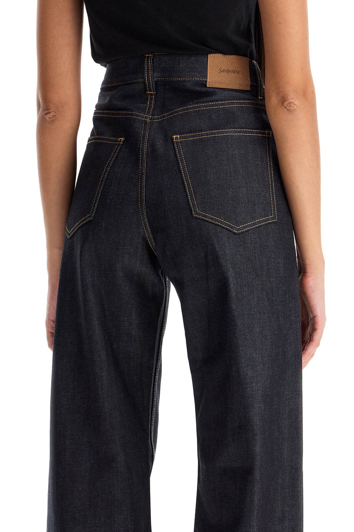 Shop Saint Laurent Loose Straight Cut Jeans With A In Blue