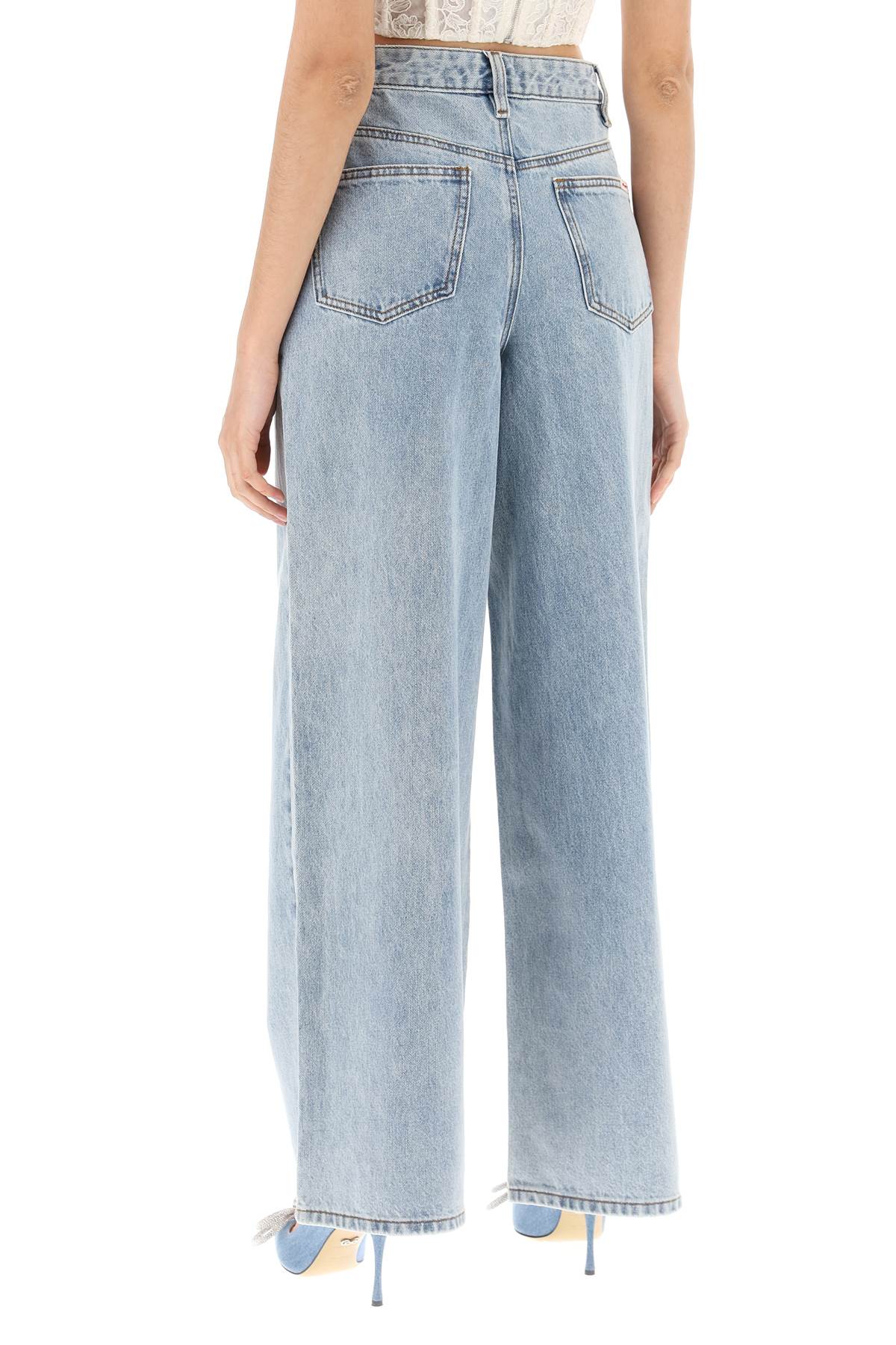 Shop Self-portrait Wide Jeans With Applique Details In Blue