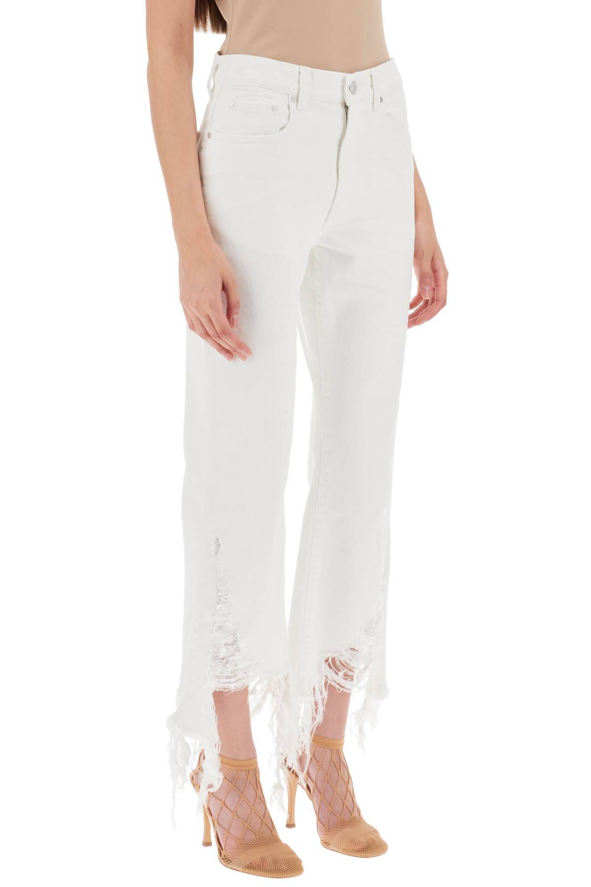 Shop Stella Mccartney Destroyed Hem Jeans In White