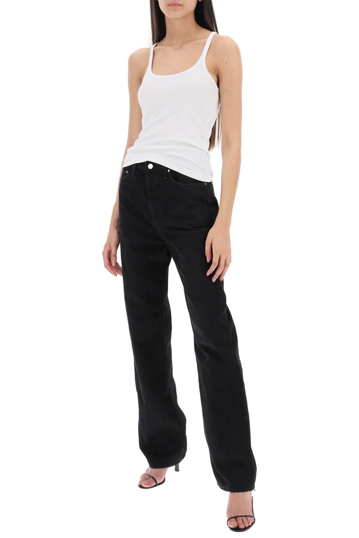 Shop Totême Jeans With Dark Wash And Twisted Seams In Black