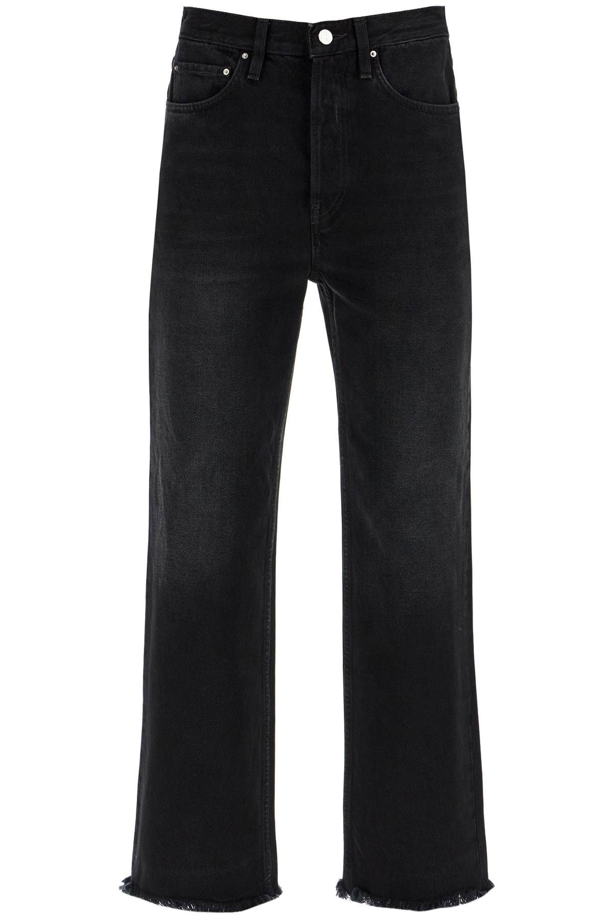 Shop Totême Classic Fit Jeans With Frayed Hemline In Black