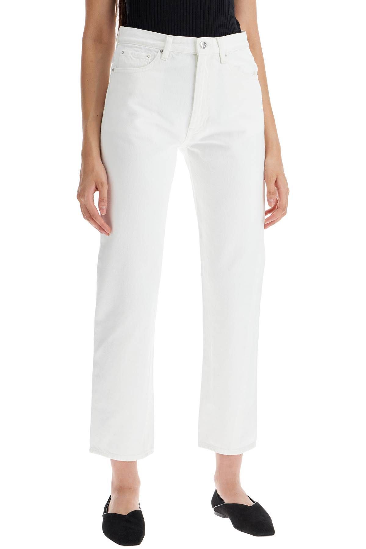 Shop Totême Twisted Seam Cropped Jeans In White