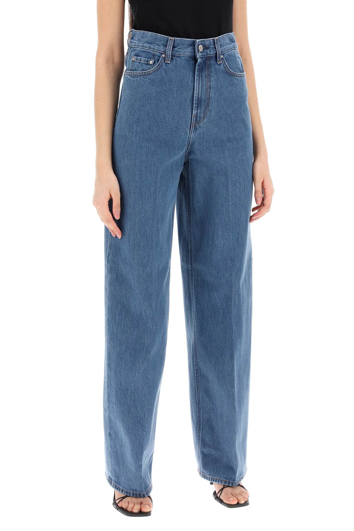 Shop Totême Wide Leg Jeans In Organic Cotton In Blue