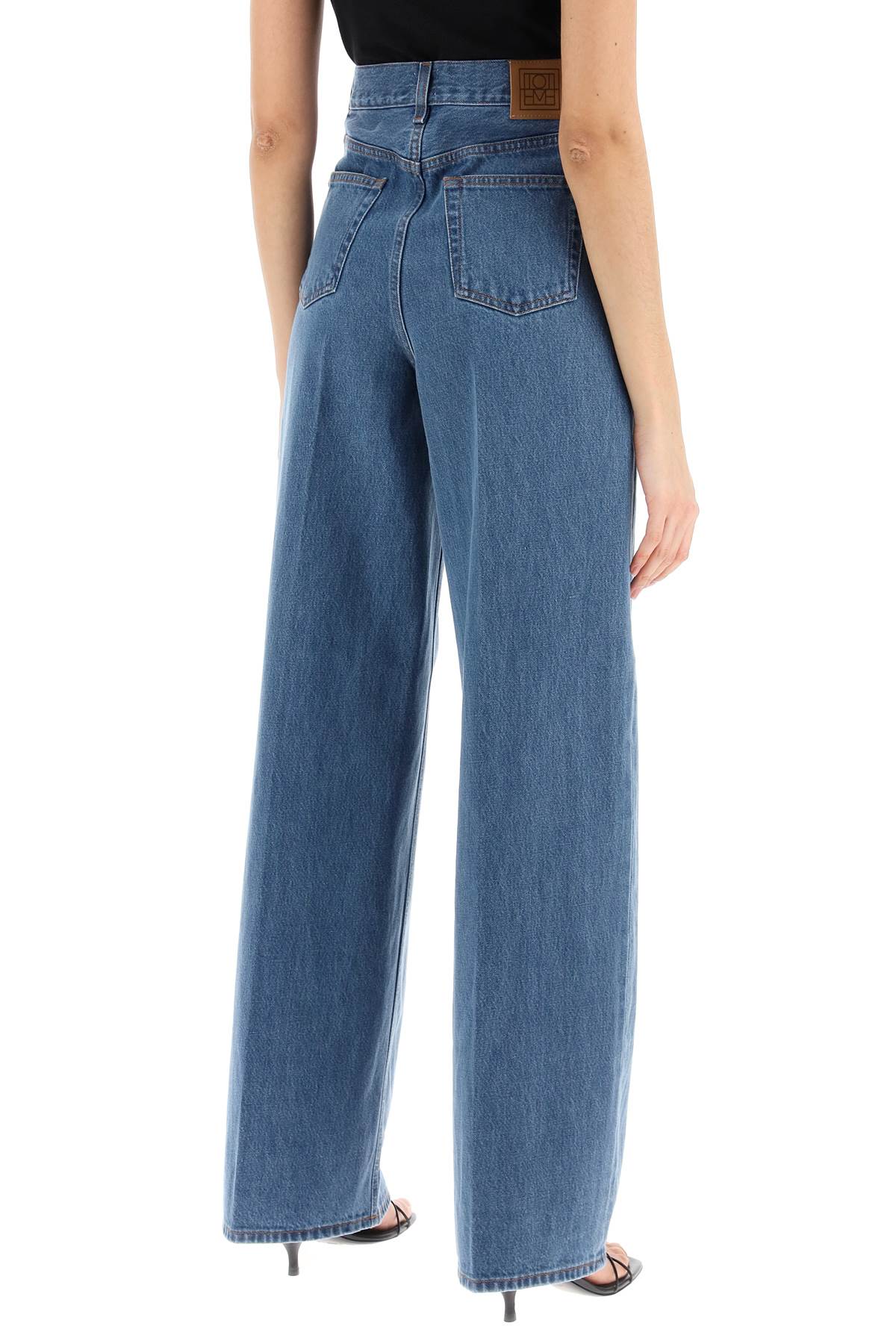 Shop Totême Wide Leg Jeans In Organic Cotton In Blue