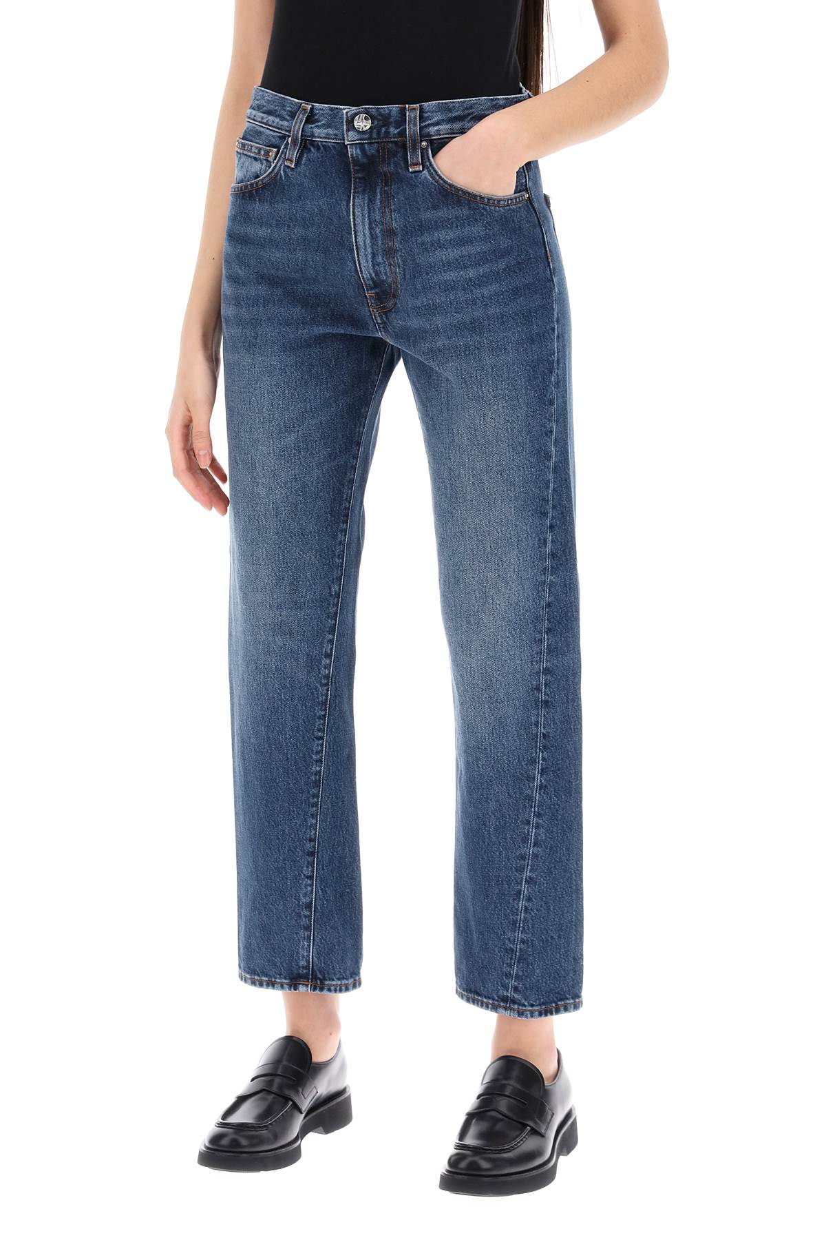 Shop Totême Twisted Seam Straight Jeans In Blue