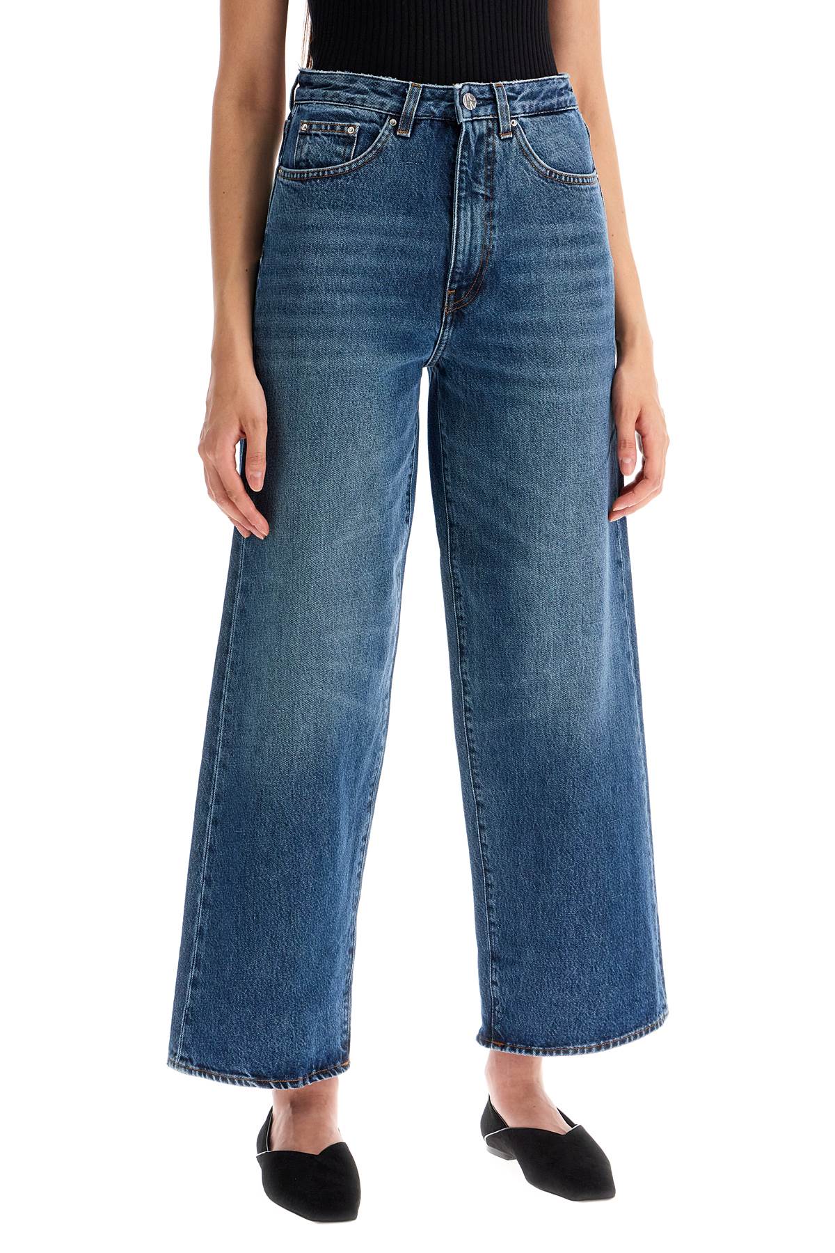 Shop Totême Cropped Flare Jeans In Blue