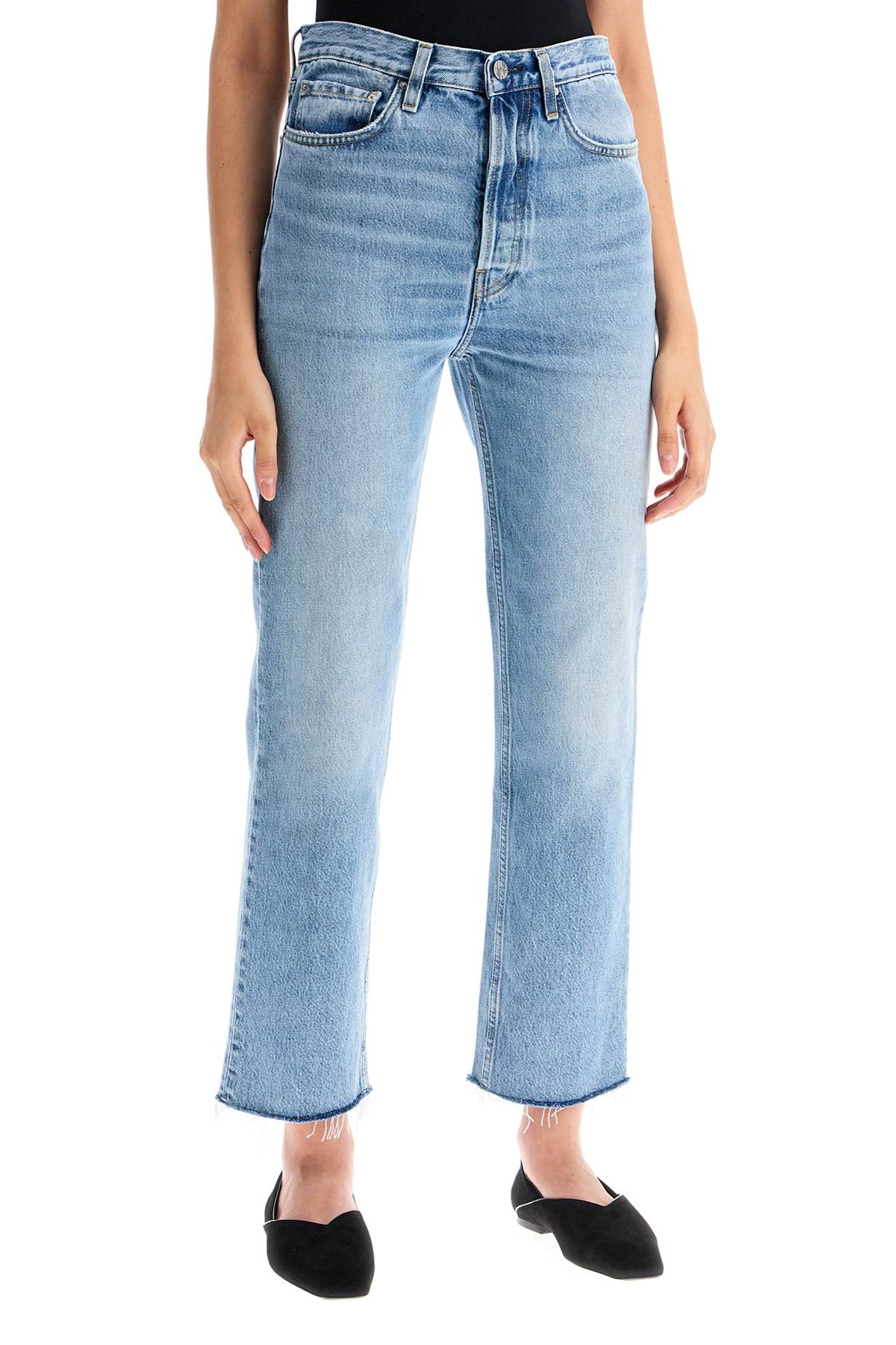 Shop Totême Classic Cut Cropped Jeans In Blue