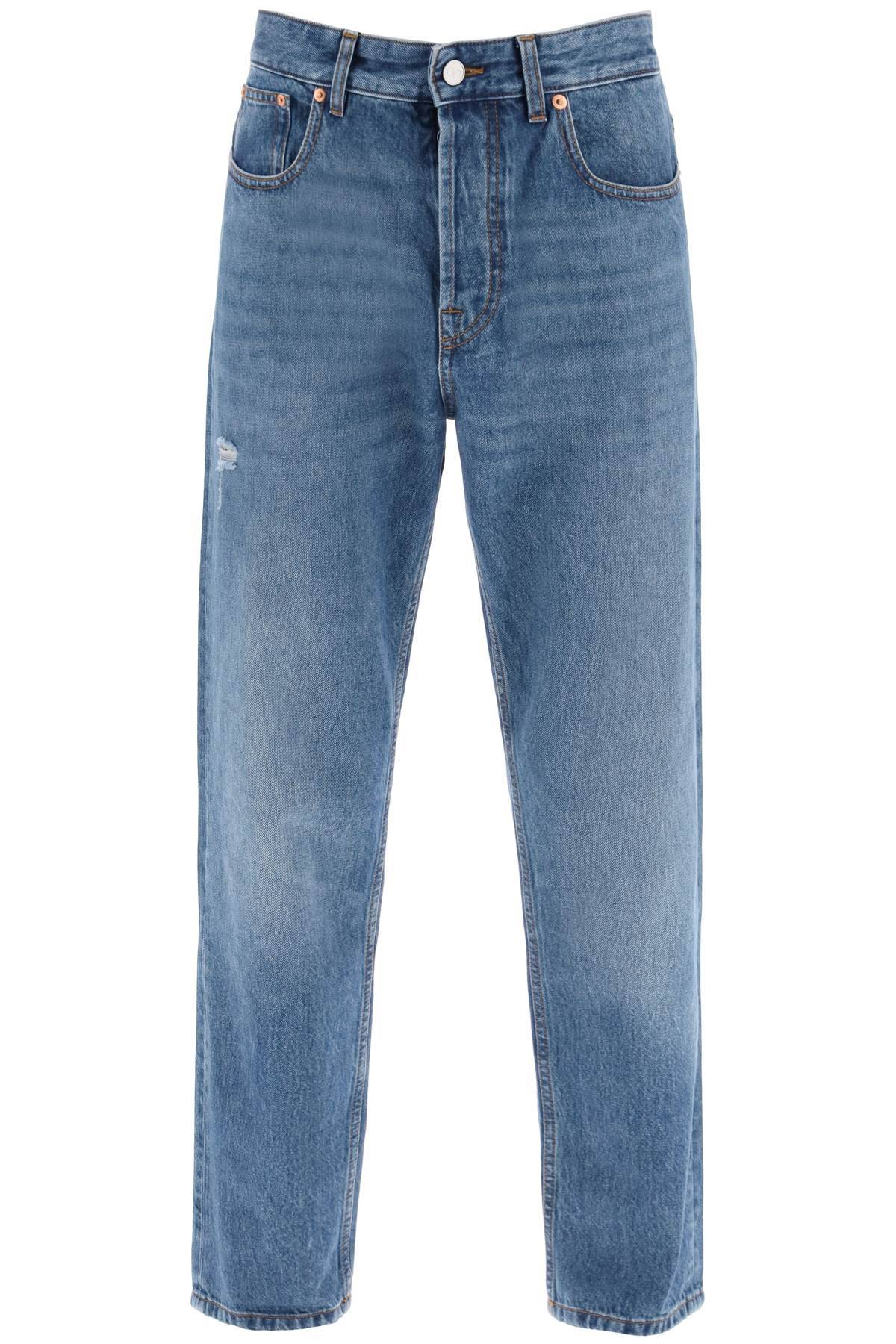 Shop Valentino Tapered Jeans With Medium Wash In Blue