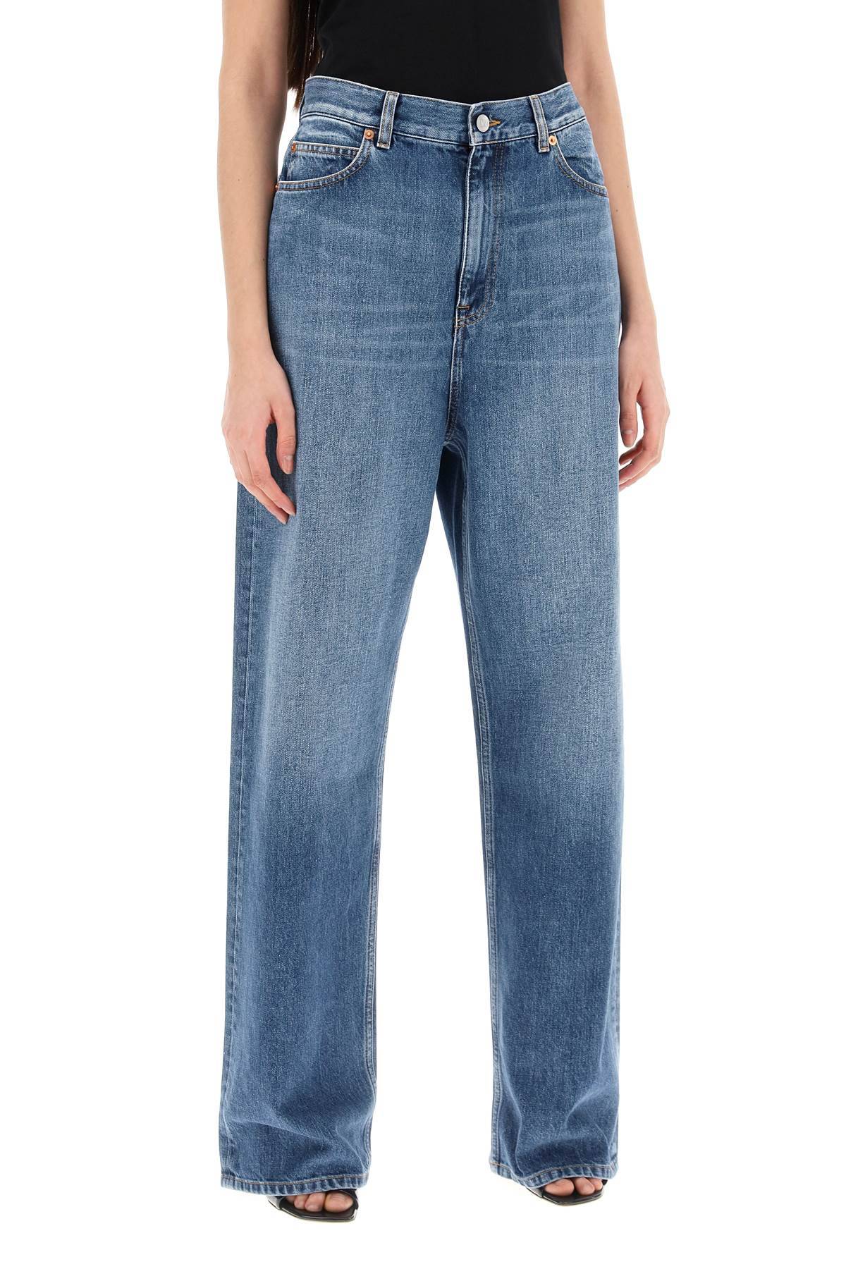 Shop Valentino Wide Leg Jeans In Blue