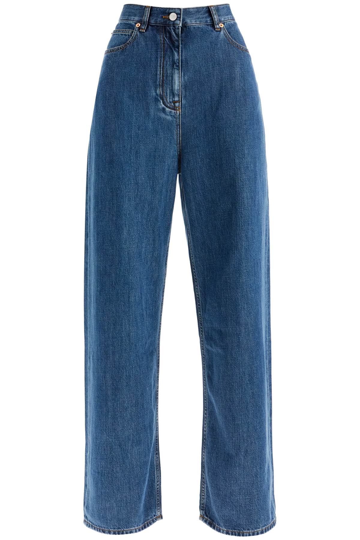 Shop Valentino Baggy Cotton And Lyocell Jeans In Blue