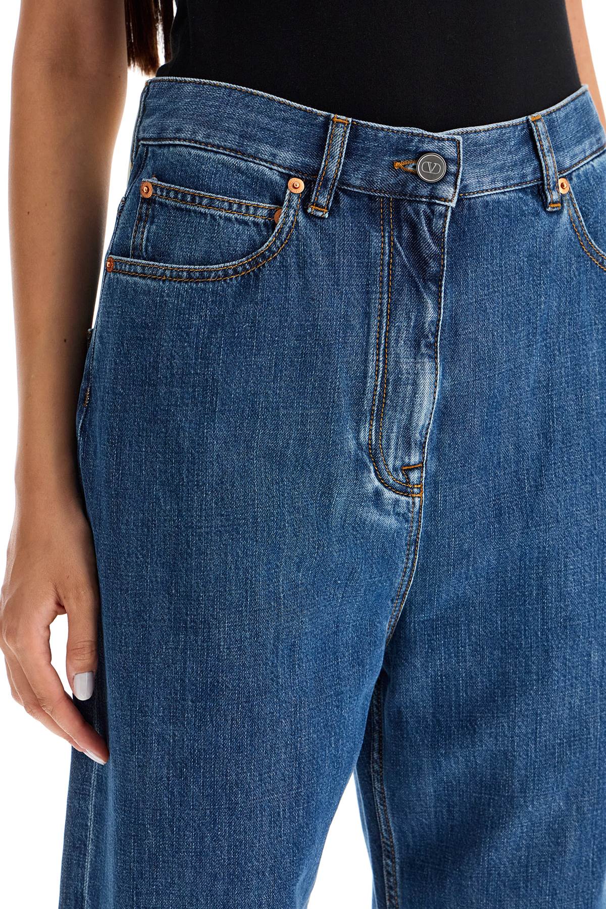 Shop Valentino Baggy Cotton And Lyocell Jeans In Blue