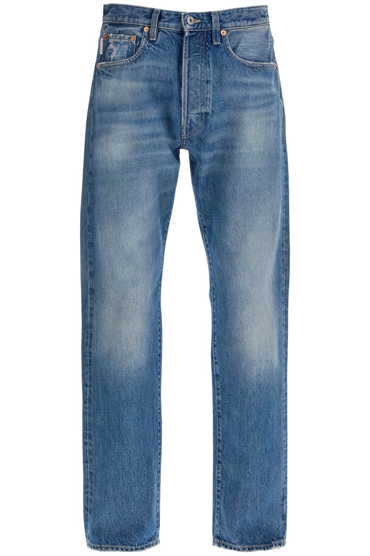 Shop Valentino Jeans With Metallic V Detail In Blue