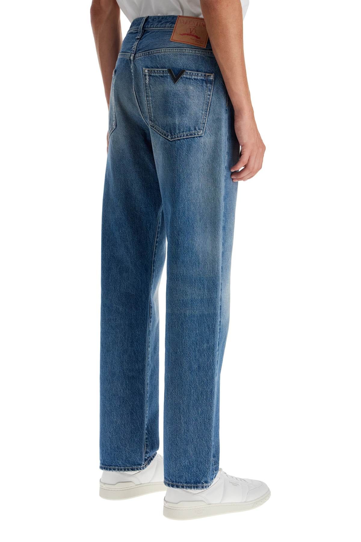 Shop Valentino Jeans With Metallic V Detail In Blue