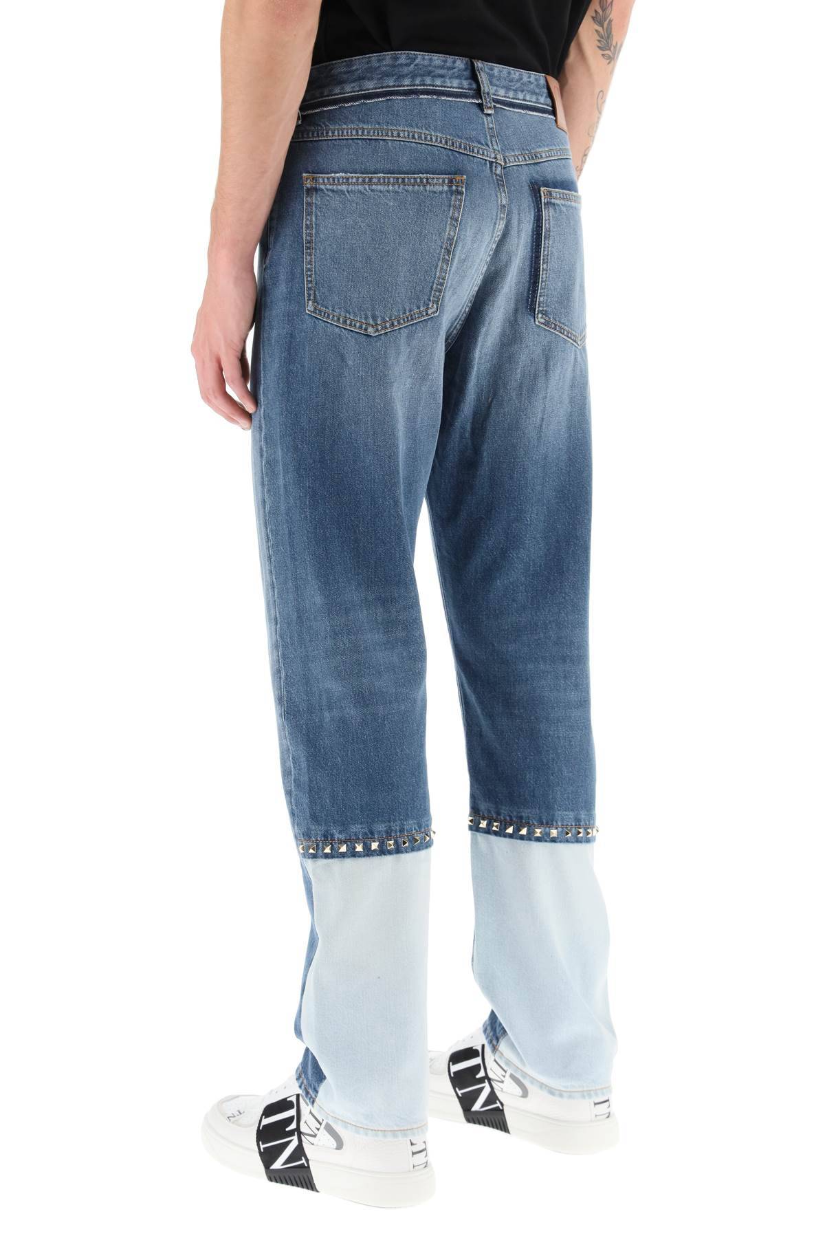 Shop Valentino Regular Fit Rockstud Jeans In Blue